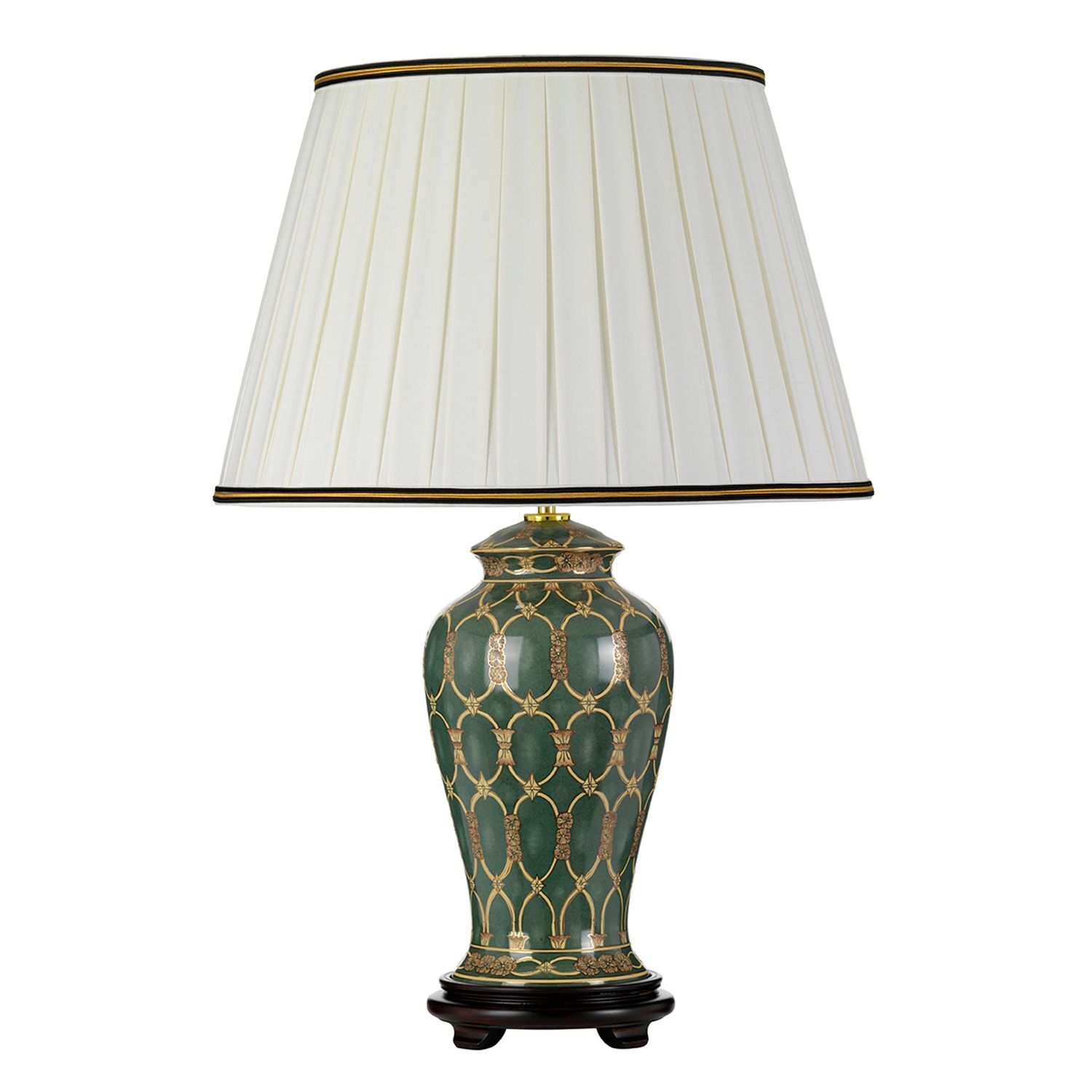 Lampe de table céramique tissu 68 cm vert or crème