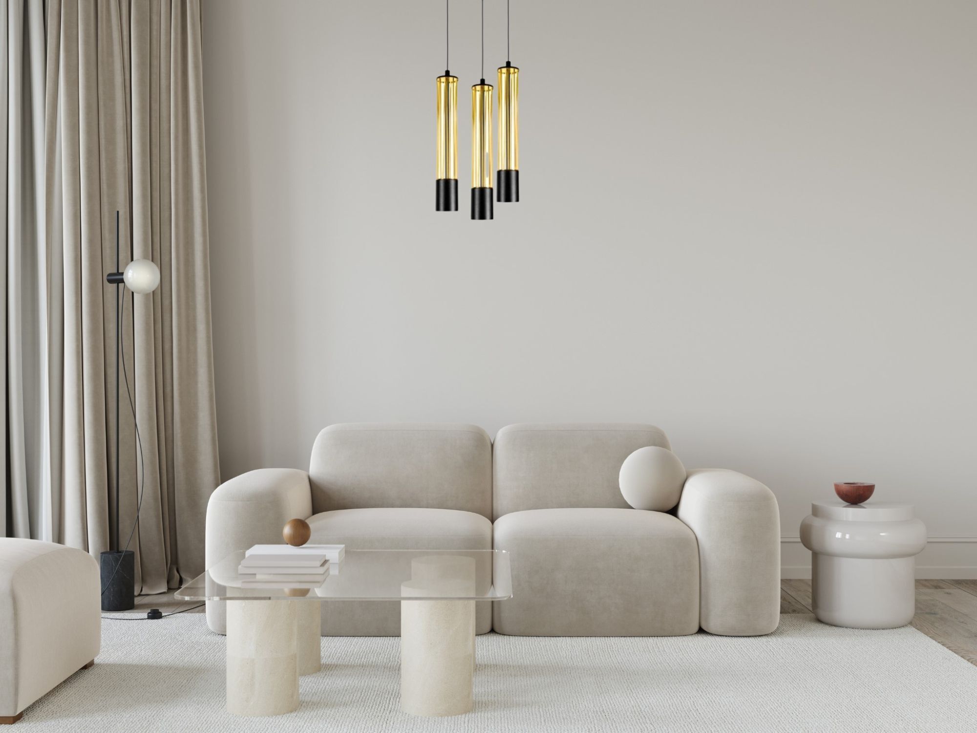 Lampe à suspendre métal GU10 Ø35 cm noir or 3 flammes