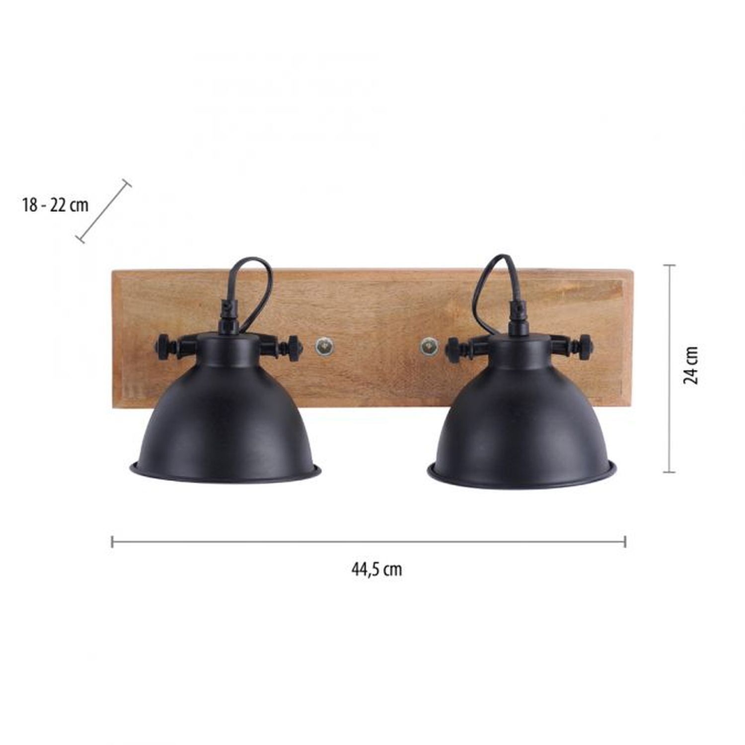 Spot de plafond flexible bois métal E14 noir industriel