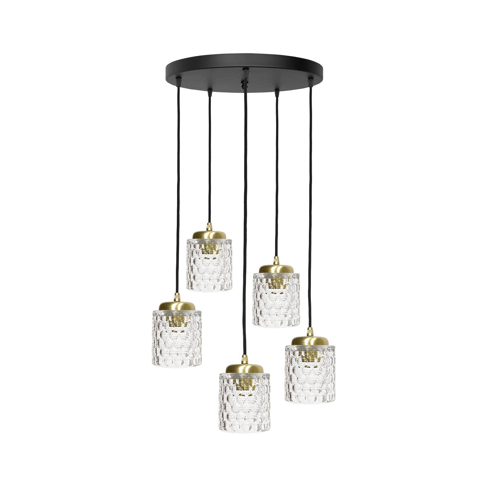 Pendelleuchte Ø 45 cm Messing Eisen Glas E27 verstellbar Leuchter, Lampe