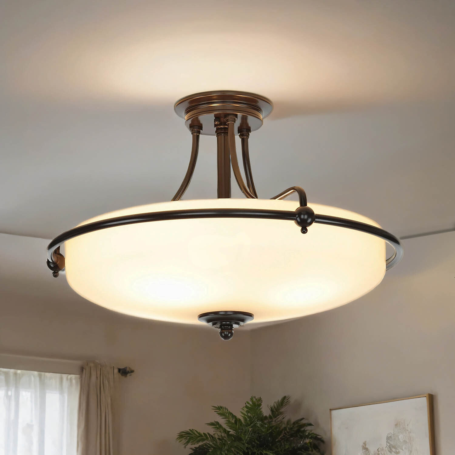 Plafonnier design ASPERO Bronze 4-flmg Lampe Deckenleuchte, Leuchte, Kronleuchter, Lampe