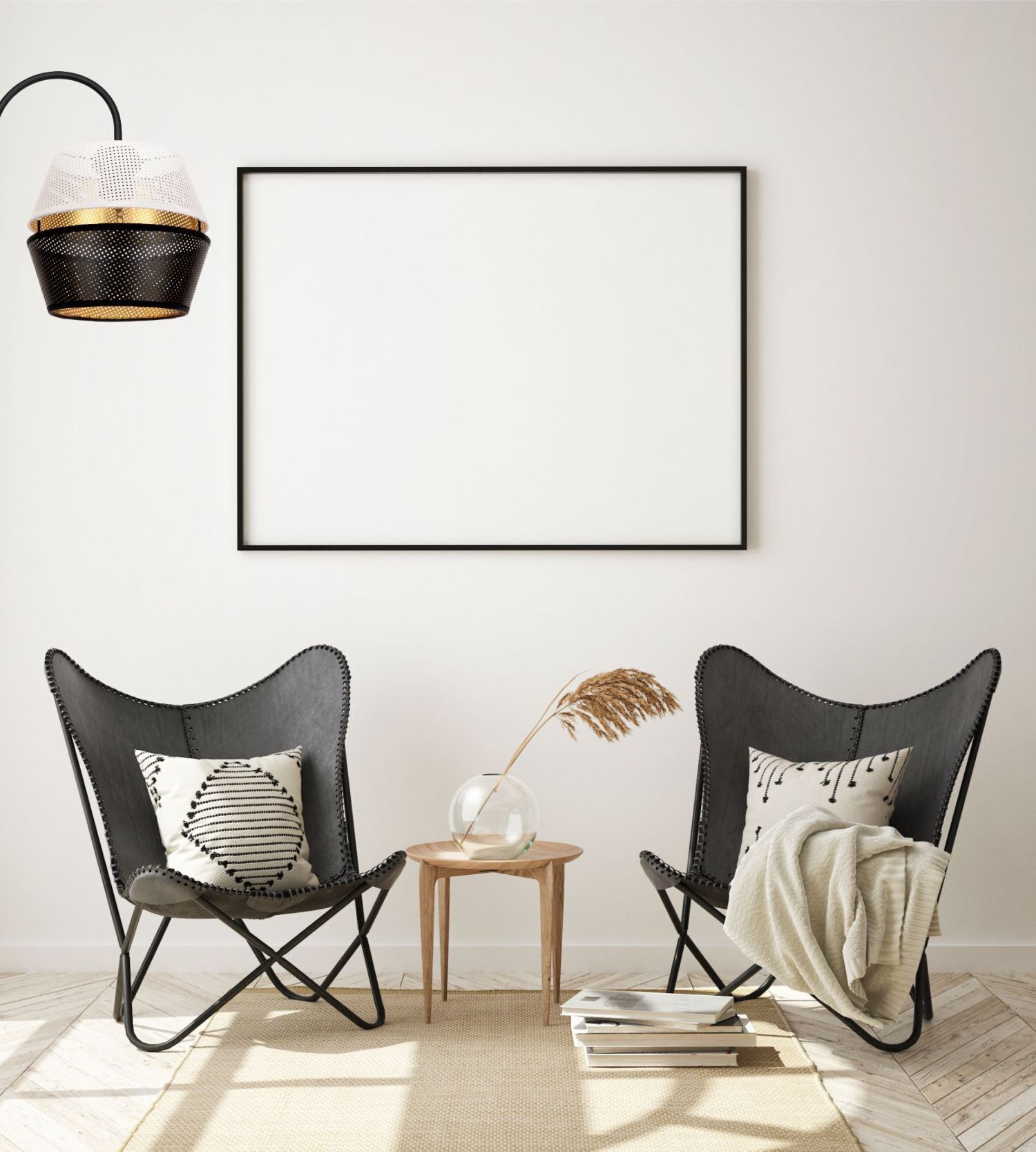 Applique élégante Métal Noir Blanc Or H:25 cm E27 Innenarchitektur, Inneneinrichtung, Lampe, Kissen, Tabelle