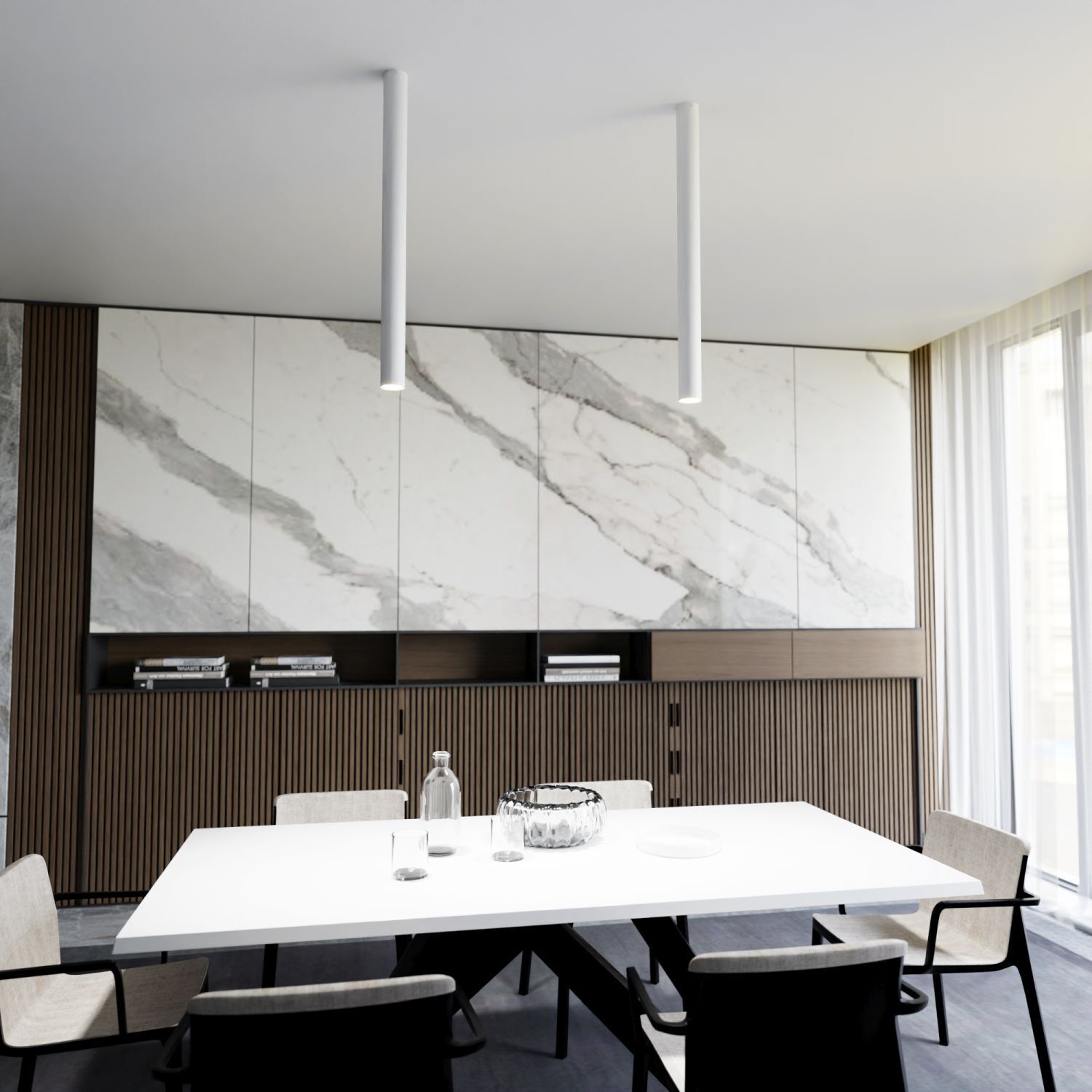 Spot de plafond métal XXL hauteur 80 cm l : 6 cm apparent blanc GU10