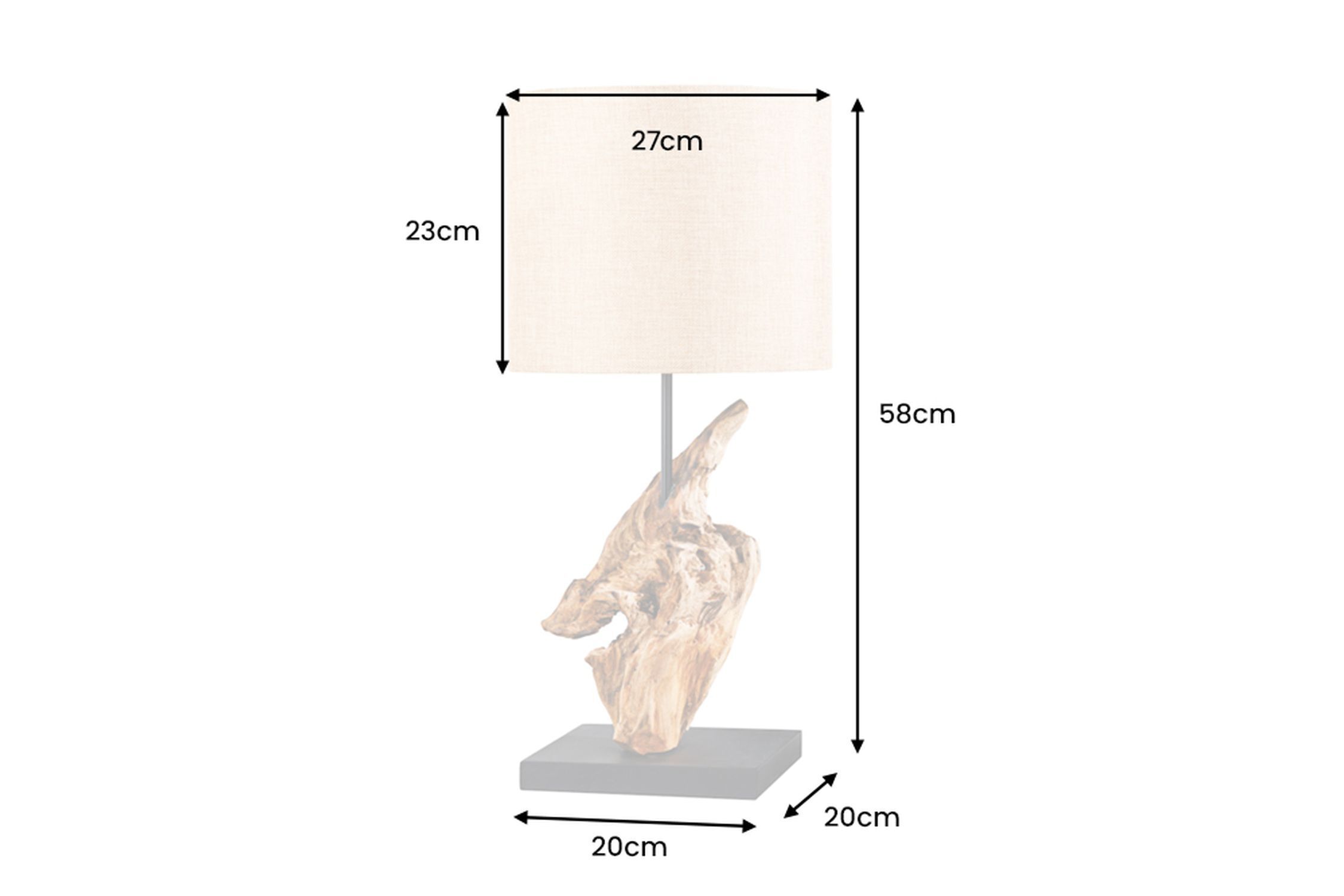 Moderne Tischleuchte blendarm Stoff Holz E27 58 cm groß Lampe, Tischlampe
