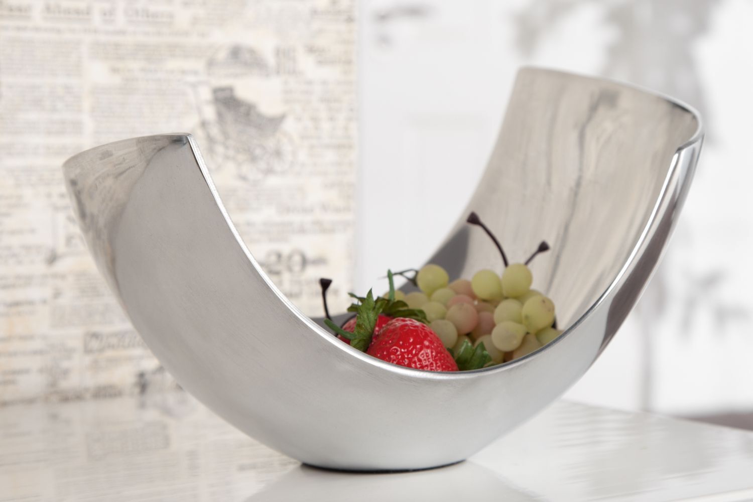 Coupe à fruits en aluminium 25x13 cm en argent Schale, Essen, Obst, Pflanze, Produzieren