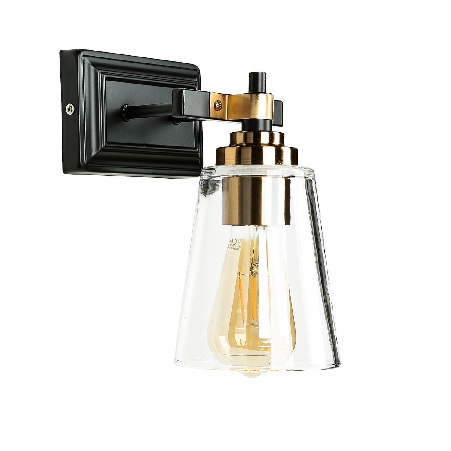 Applique murale verre métal en noir laiton industriel Leuchte