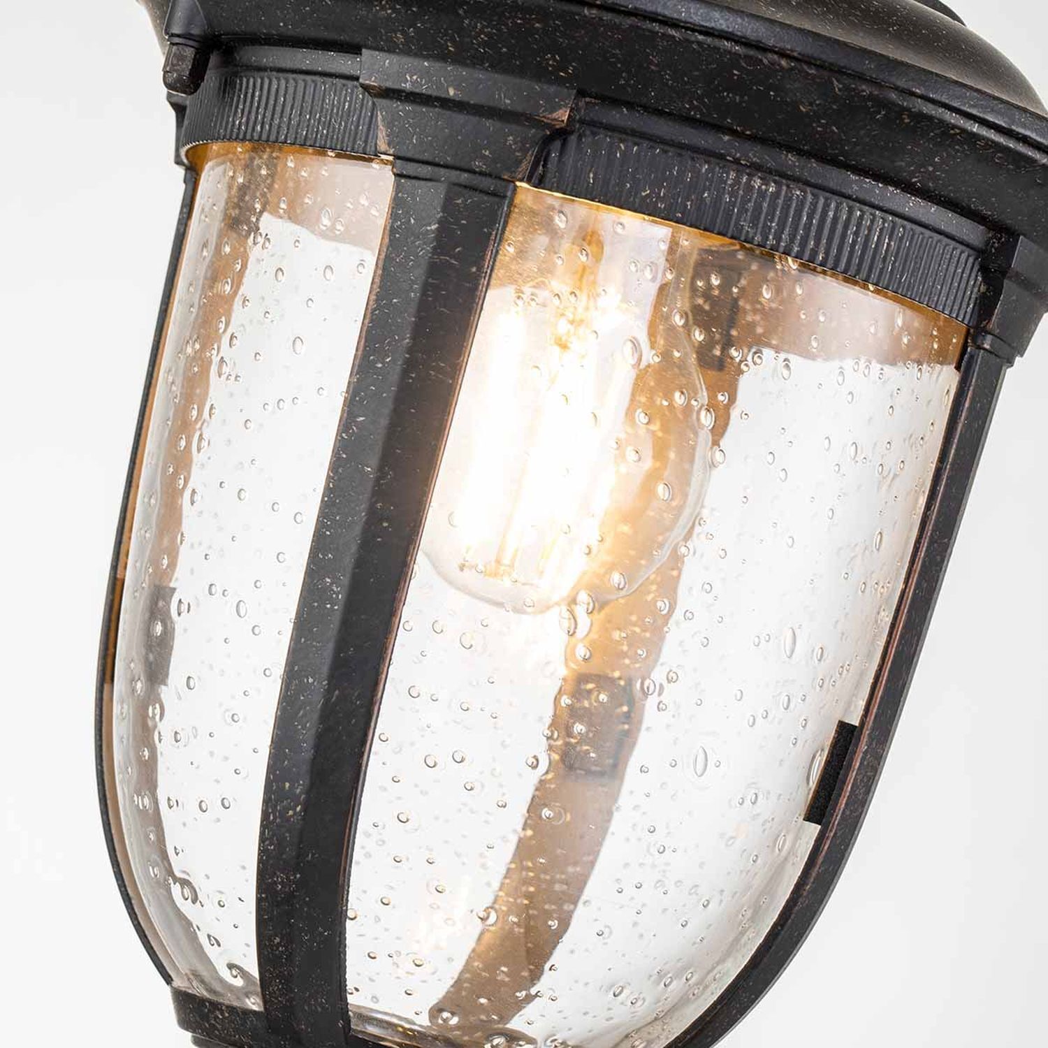 Lampe à suspendre extérieure aluminium verre IP44 L : 18,5 cm Vintage