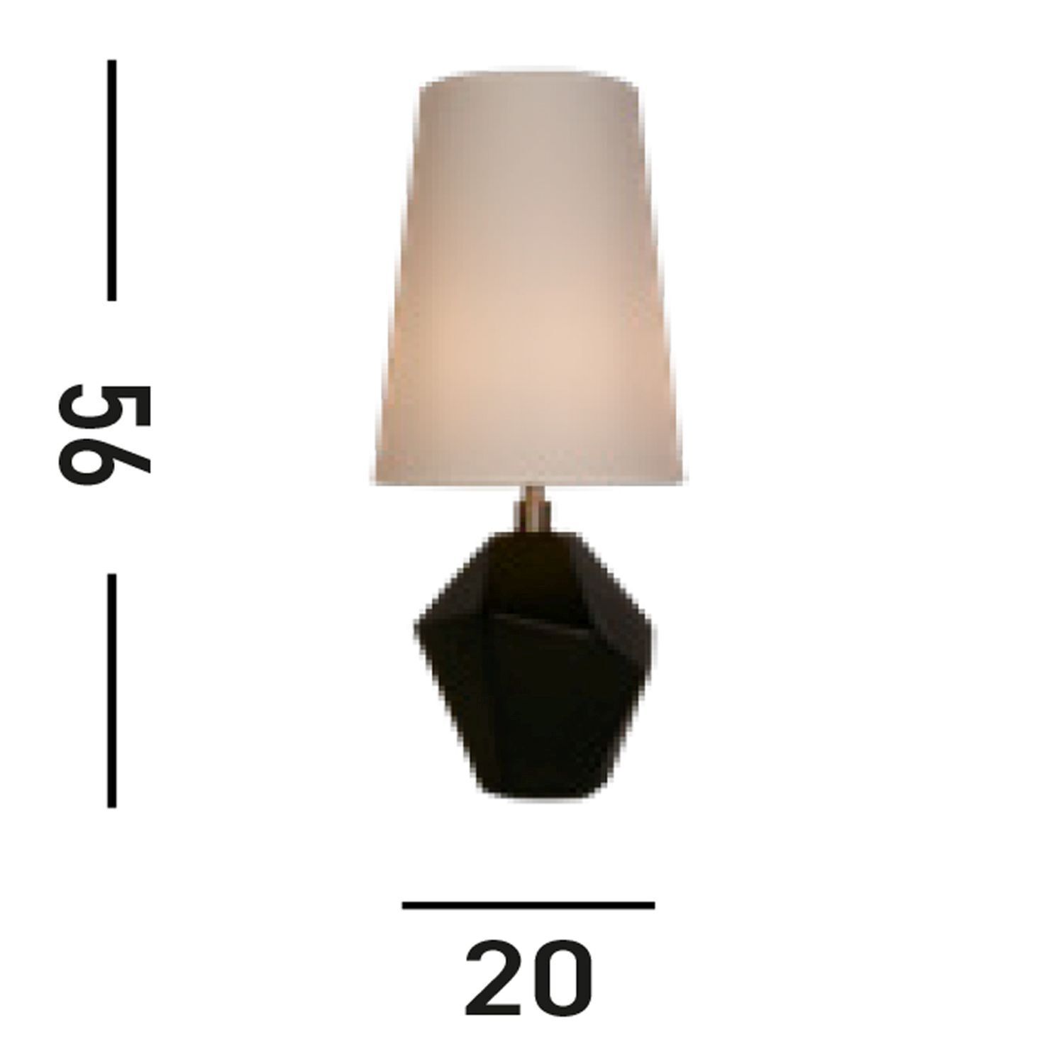 Blendarme Lampe de table résine tissu 55,5 cm noir blanc