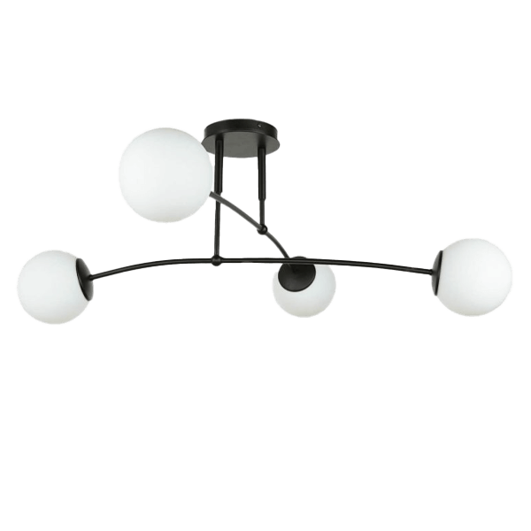Grands plafonniers Deckenleuchte, Kugellampe, 4-Lampen, Metallic, Schwarz-weiß