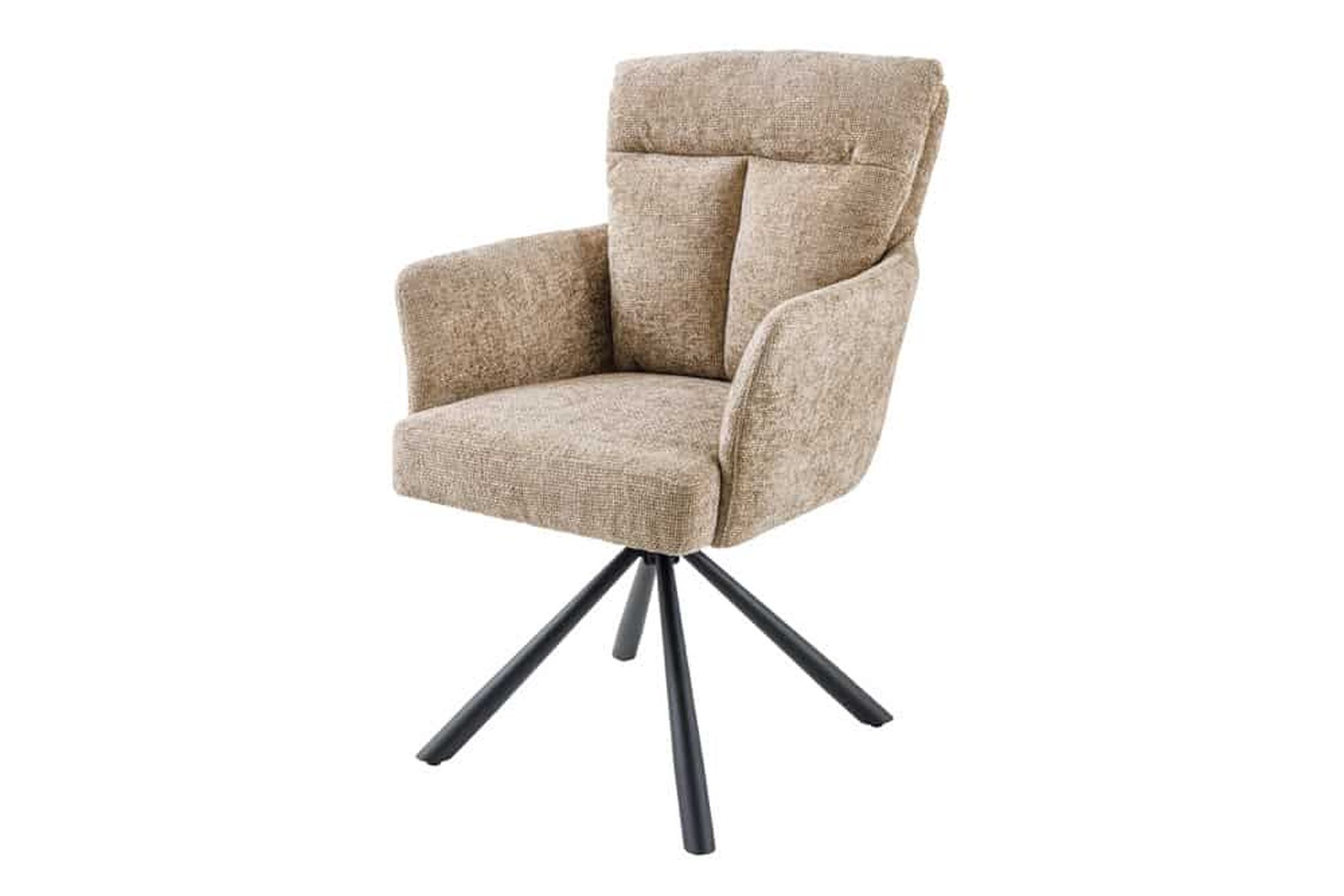 Chaise pivotante sans roulettes Greige Noir en tissu métal