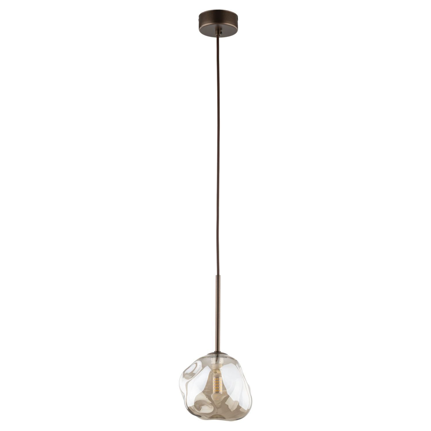 Pendelleuchte Braun Metall B:15 cm G9 Glas in Cognac