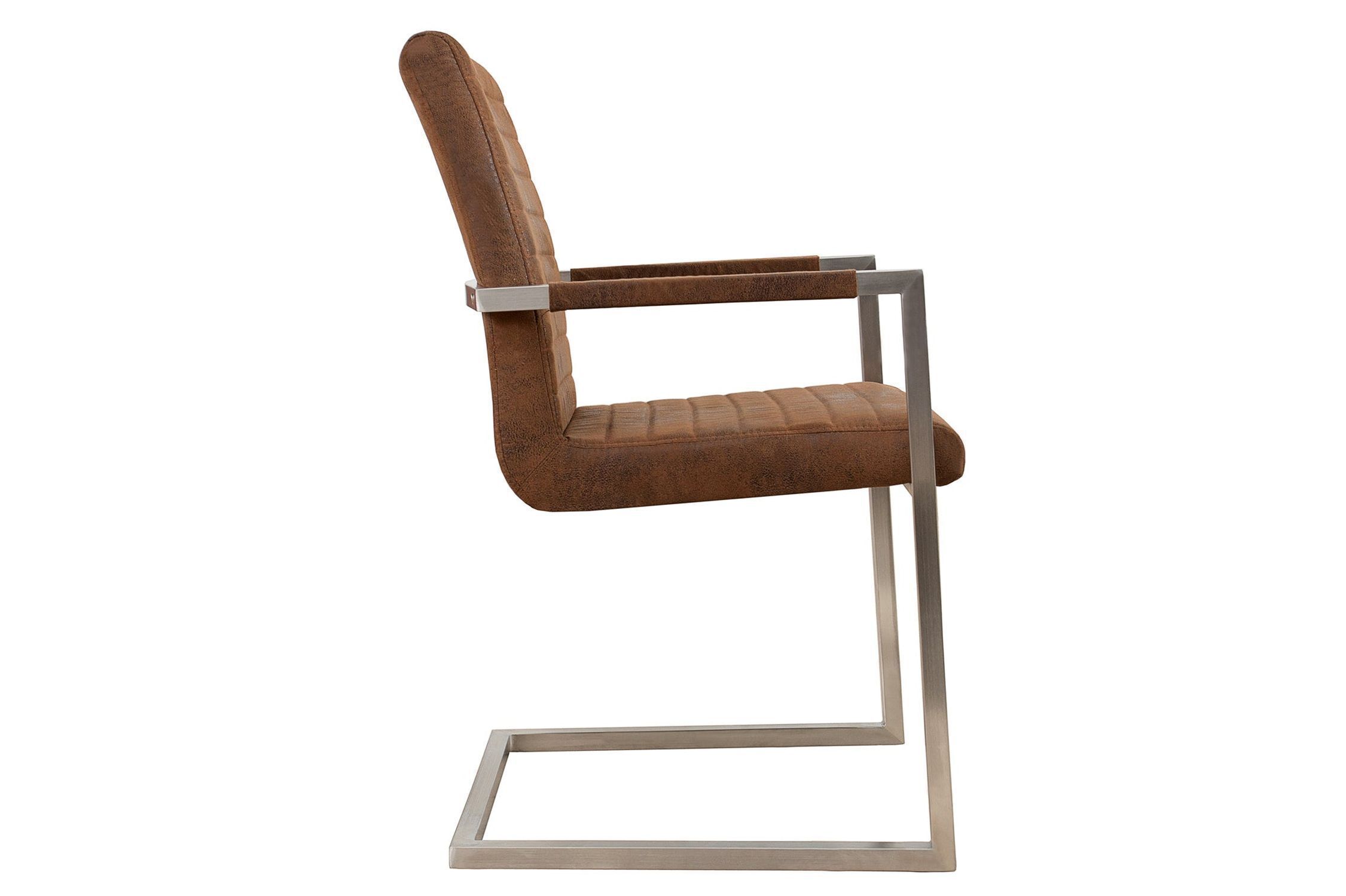 Chaise à bascule avec accoudoirs Tissu Acier inoxydable Marron Chrome Moebel, Stuhl