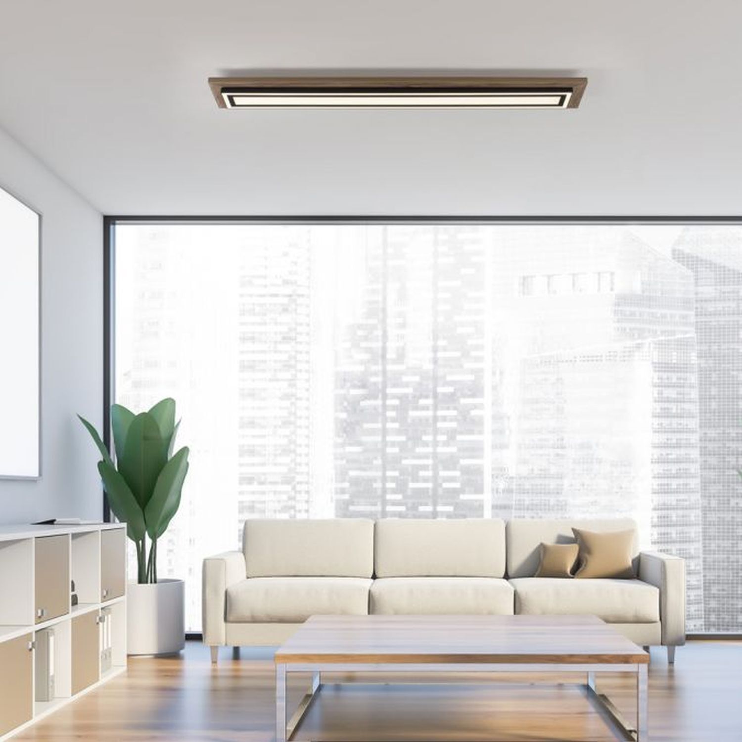 Blendarme LED Plafonnier bois à intensité variable 107 cm 5500 lm Wohnzimmer, Dekoration Ihres Zuhauses, Innenarchitektur, Tabelle, Couch