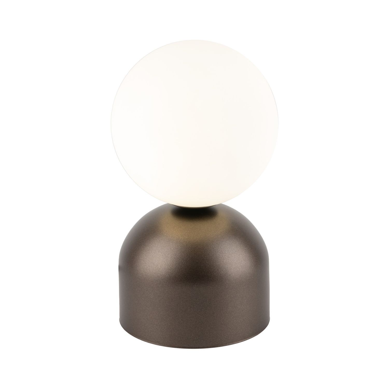 Lampe de table verre métal H : 21 cm brun blanc G9 Abat-jour sphérique