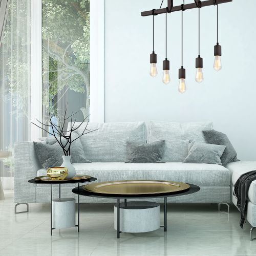 Braun Lampe suspendue en bois 5-flmg longue table à manger