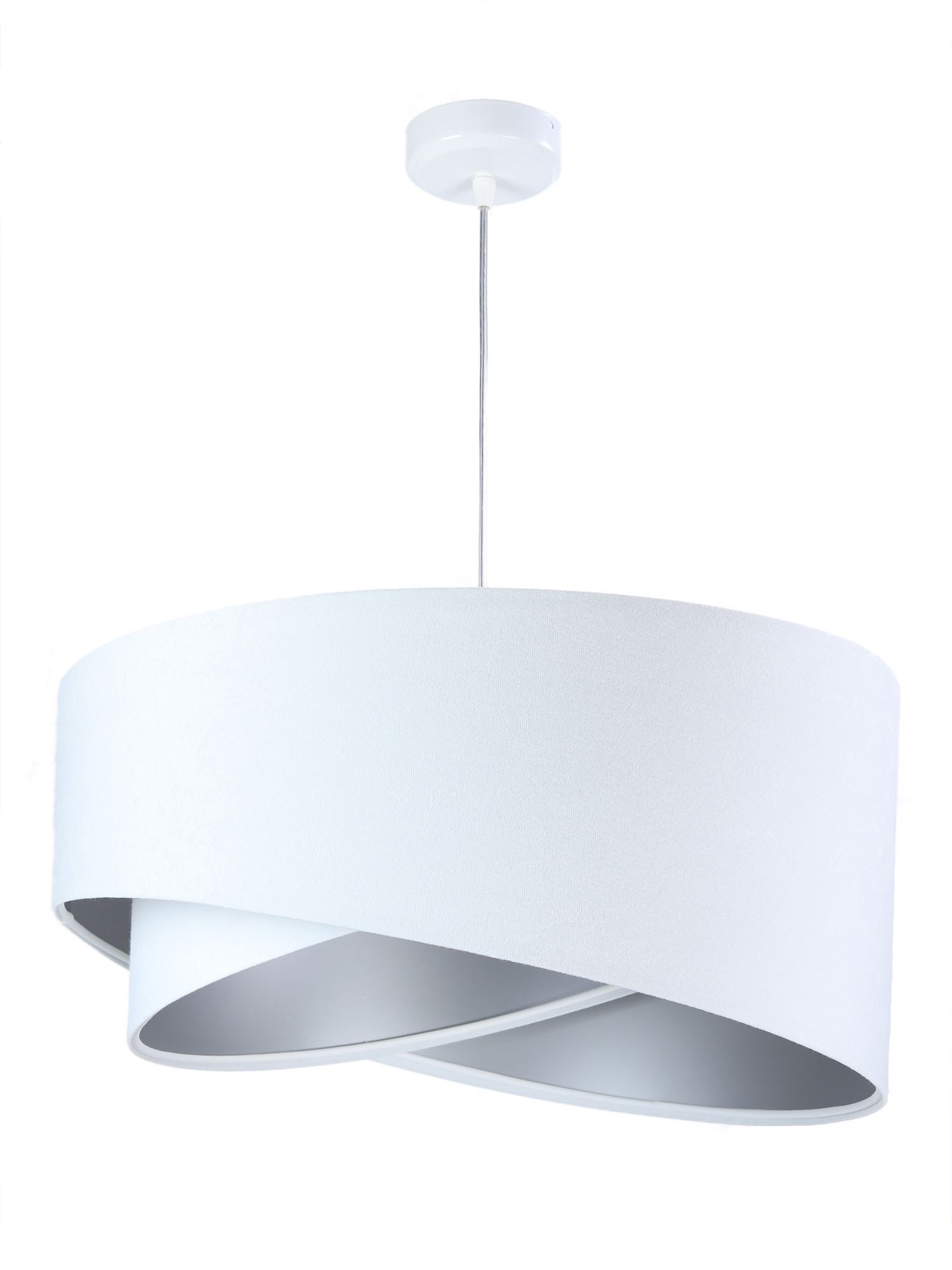 lampe suspendue ronde blanc argent tissu table à manger