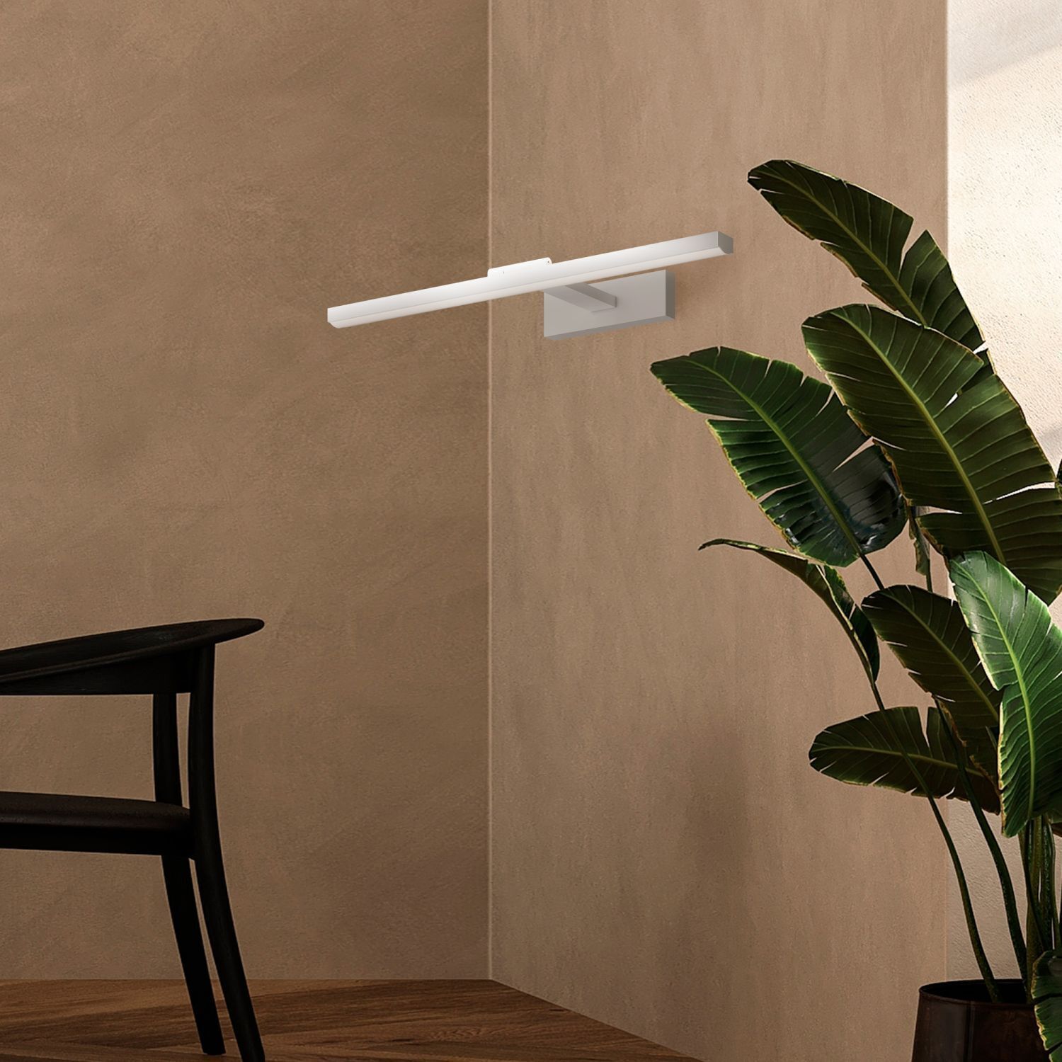 Lampe de miroir LED métal L : 49,5 cm blanc allongé FINN Pflanze, Stuhl, Mobiliar, Lampe, Innenarchitektur