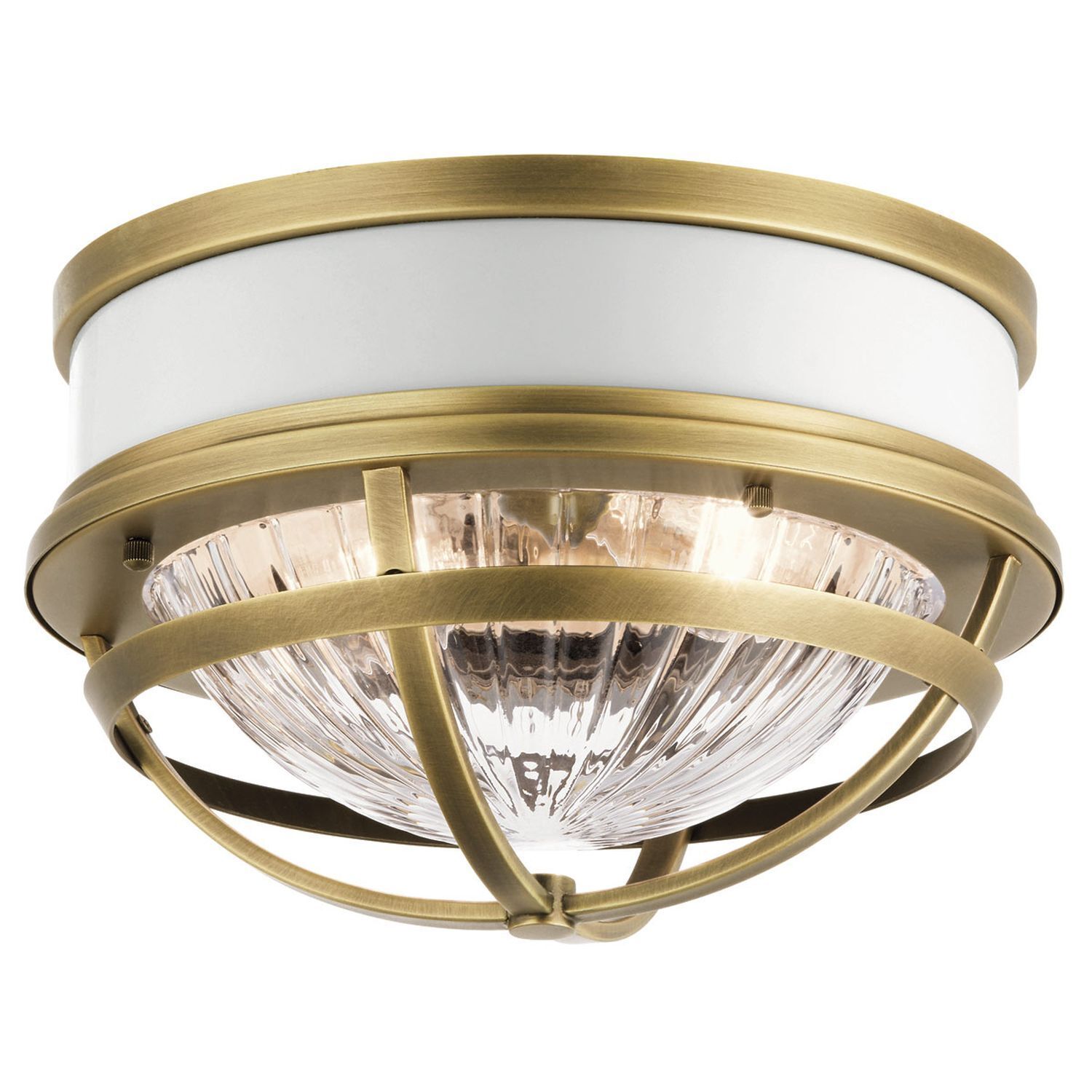 Plafonnier rond Ø 30,5 cm métal verre strié 2x E27