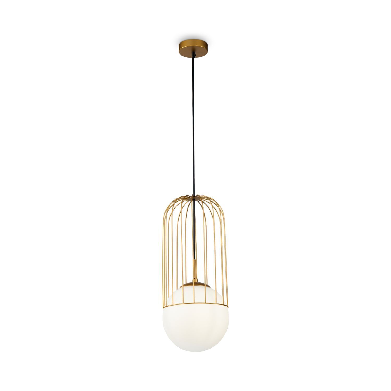 Pendelleuchte, hängendes Licht, goldenes Käfig-Design, Globe-Glühbirne, moderner Lampenstil