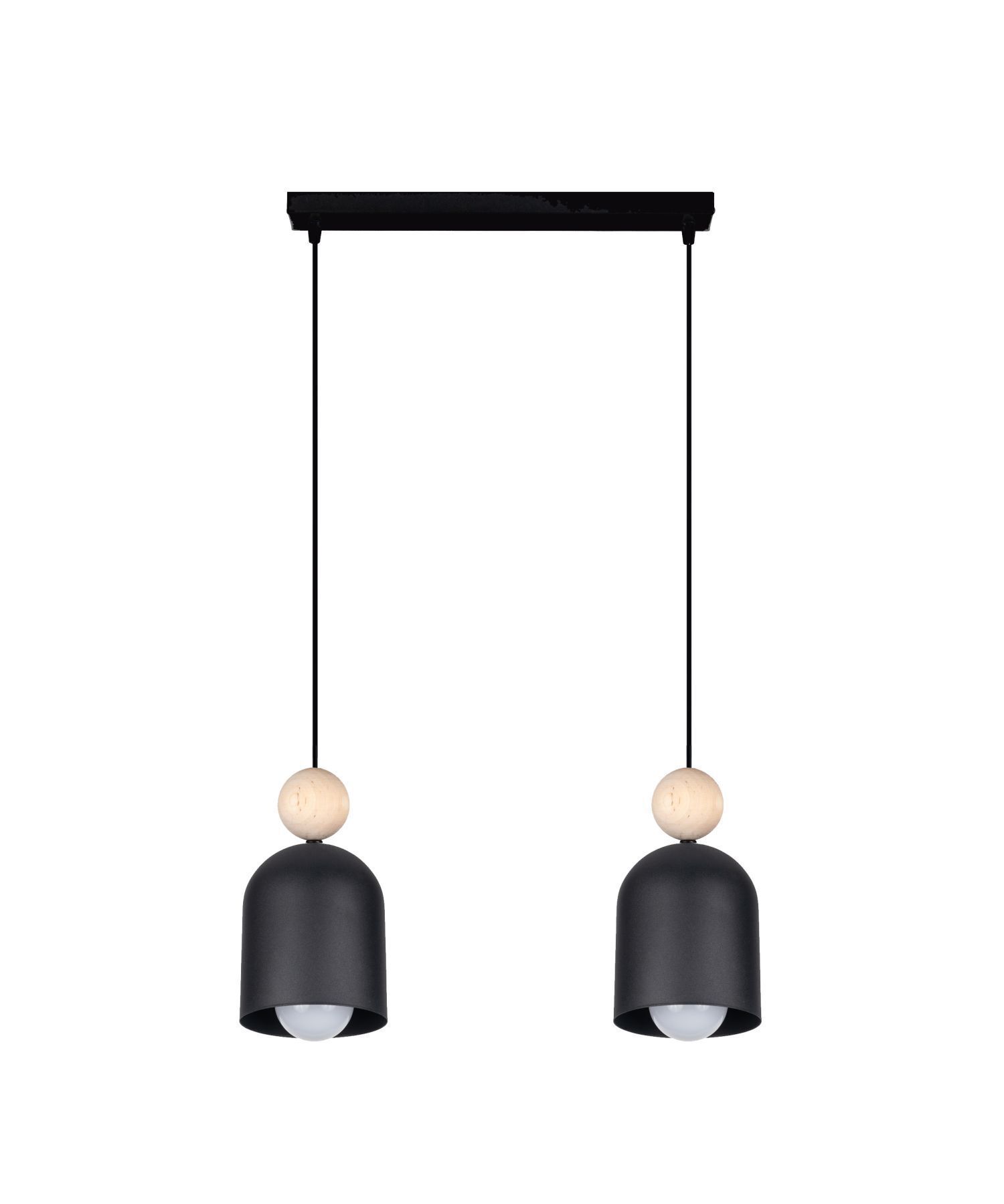 Accueillant luminaire suspendu Noir Métal Bois E27 46 cm