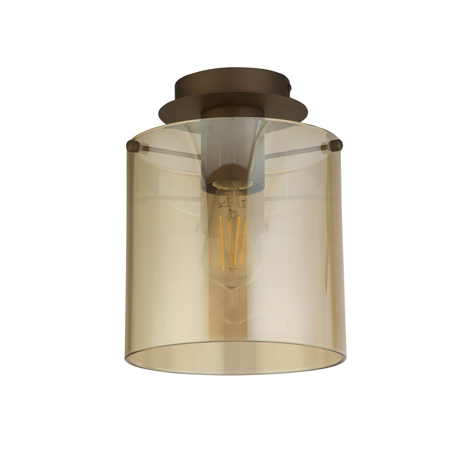 Plafonnier verre métal en moka ambre L:22 cm