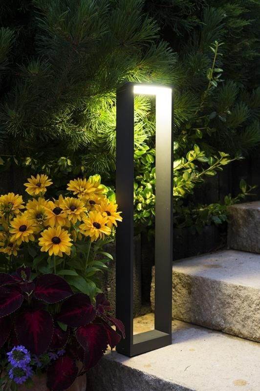 Lampe d'allée LED carrée IP54 80cm anthracite 4000K