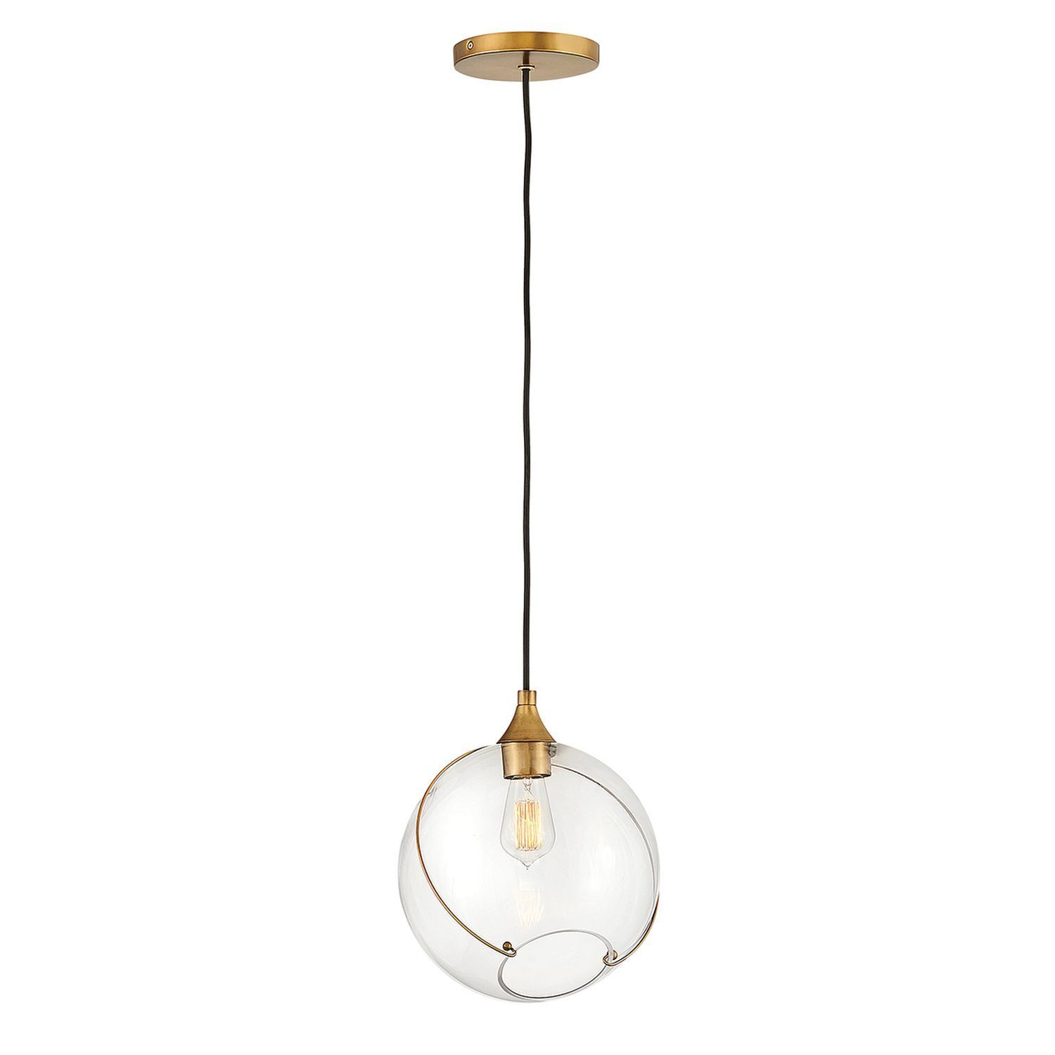 Hängeleuchte Kugel Metall Glas E27 D: 27,4 cm Vintage Design Pendelleuchte, Glaskugel, E27, Gold, Wohnzimmerdeko