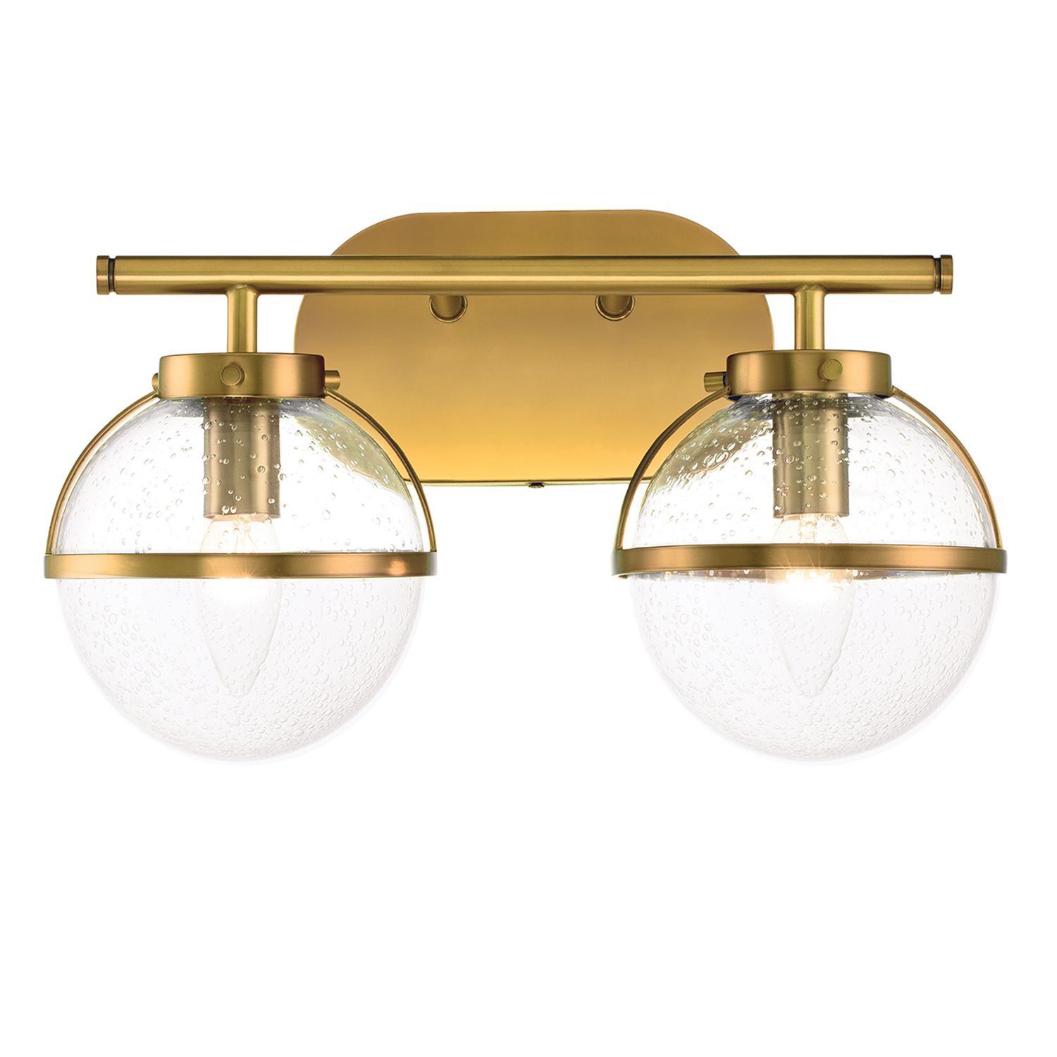 Lampe de salle de bain miroir métal verre L : 38,1 cm IP44 en laiton antique
