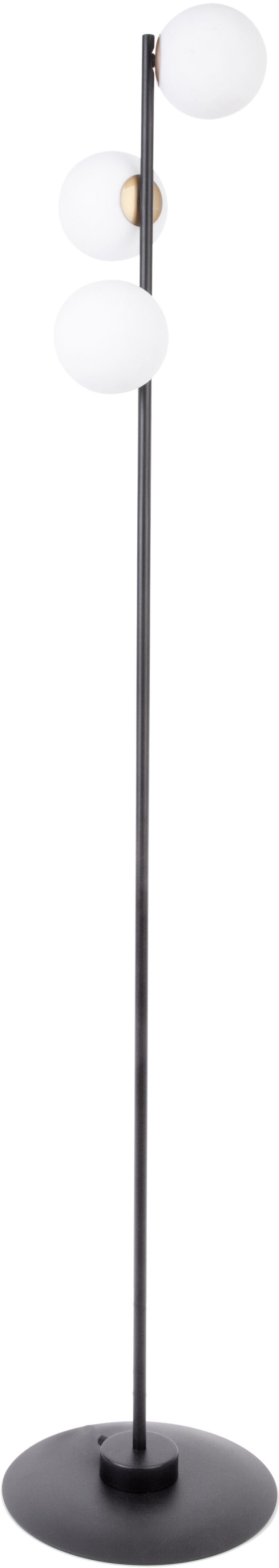 Lampadaire noir métal verre grand 160 cm 3-flamme G9