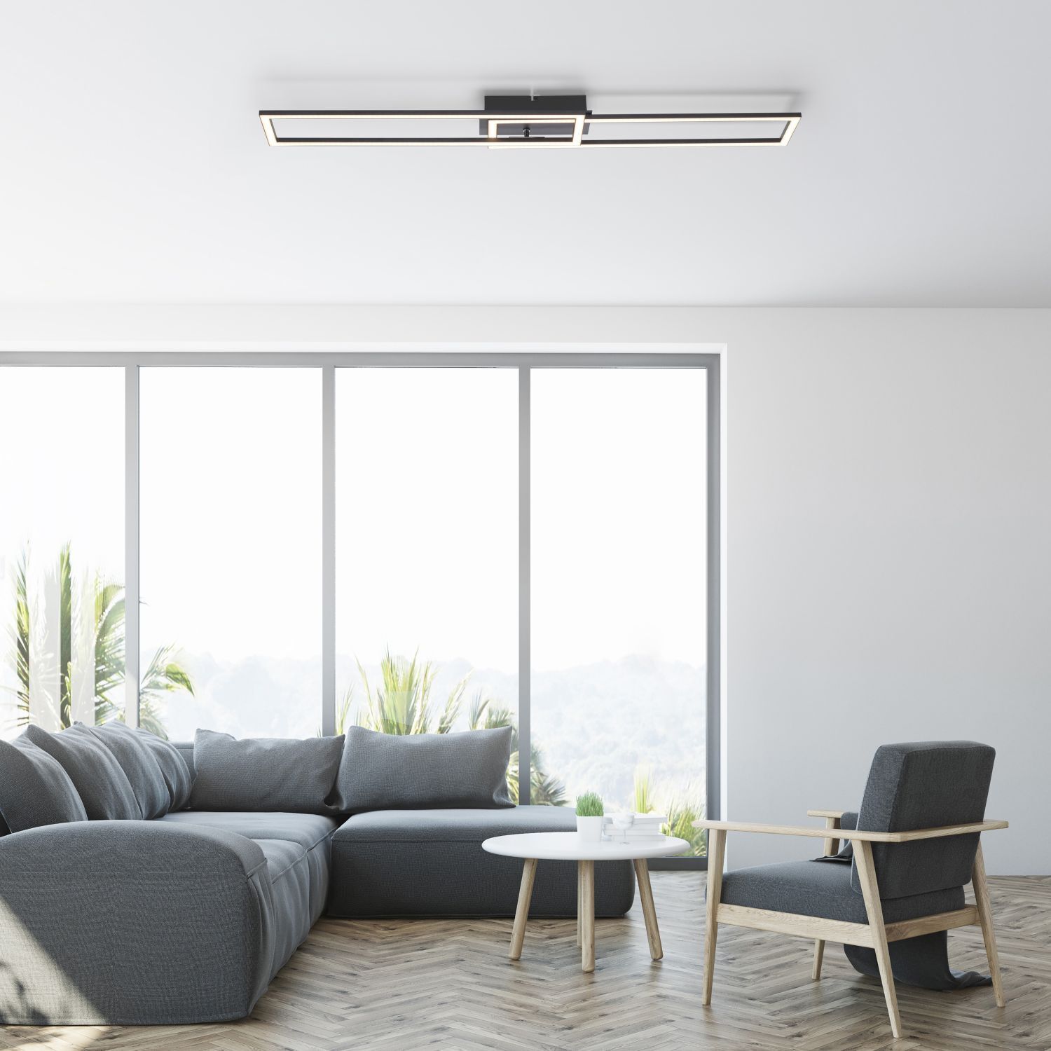 Plafonnier LED à intensité variable Noir 3000 K 36 W L:102 cm