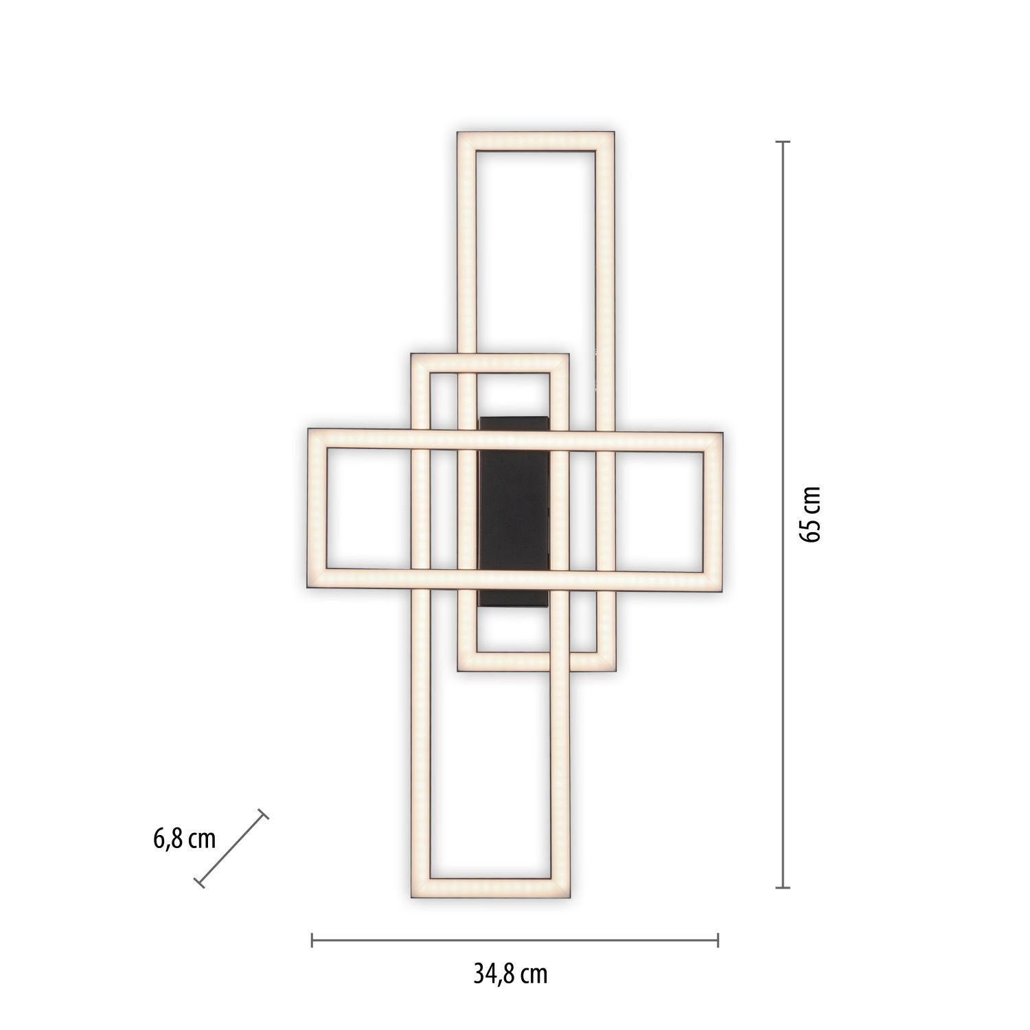 Plafonnier LED à intensité variable noir 19 W 3000 K orientable Kreuz, Symbol, Diagramm, Handlung