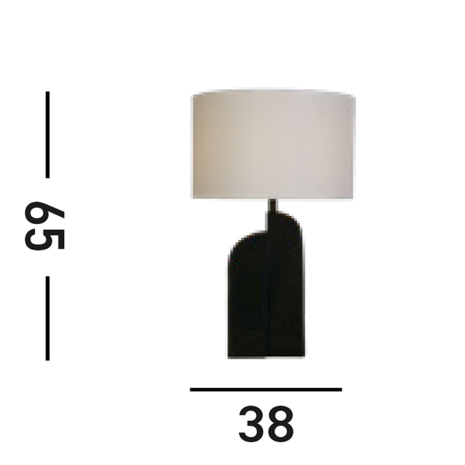 Lampe de table noire métal tissu blanc 65 cm E27