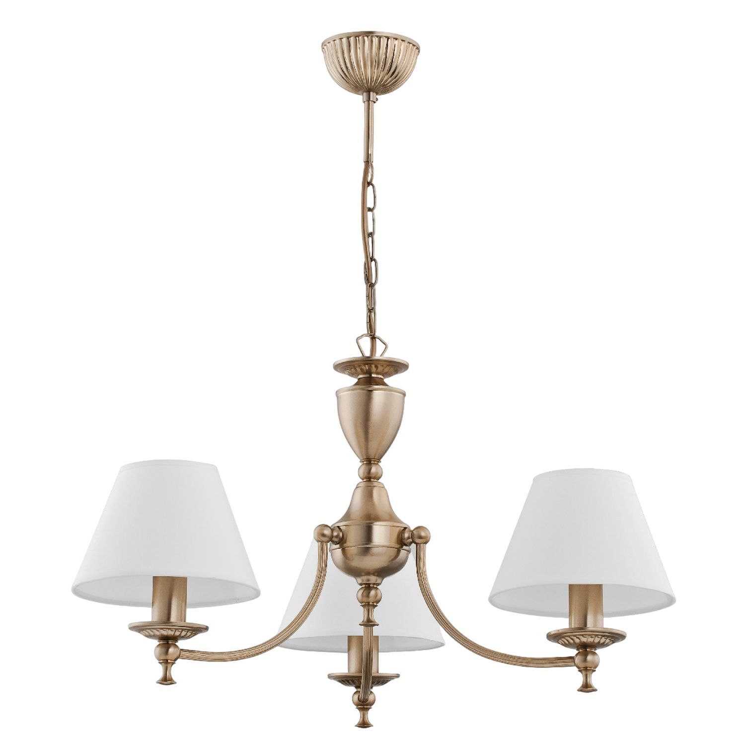 AF18343.63 Kronleuchter, Hängeleuchte, Bronzefarbe, Vier Arme, Weißer Lampenschirm