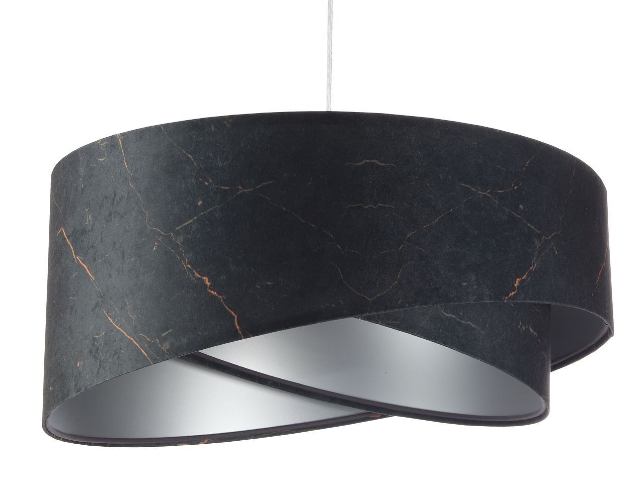 Suspension Noir Argent E27 D : 50 cm Tissu aspect velours