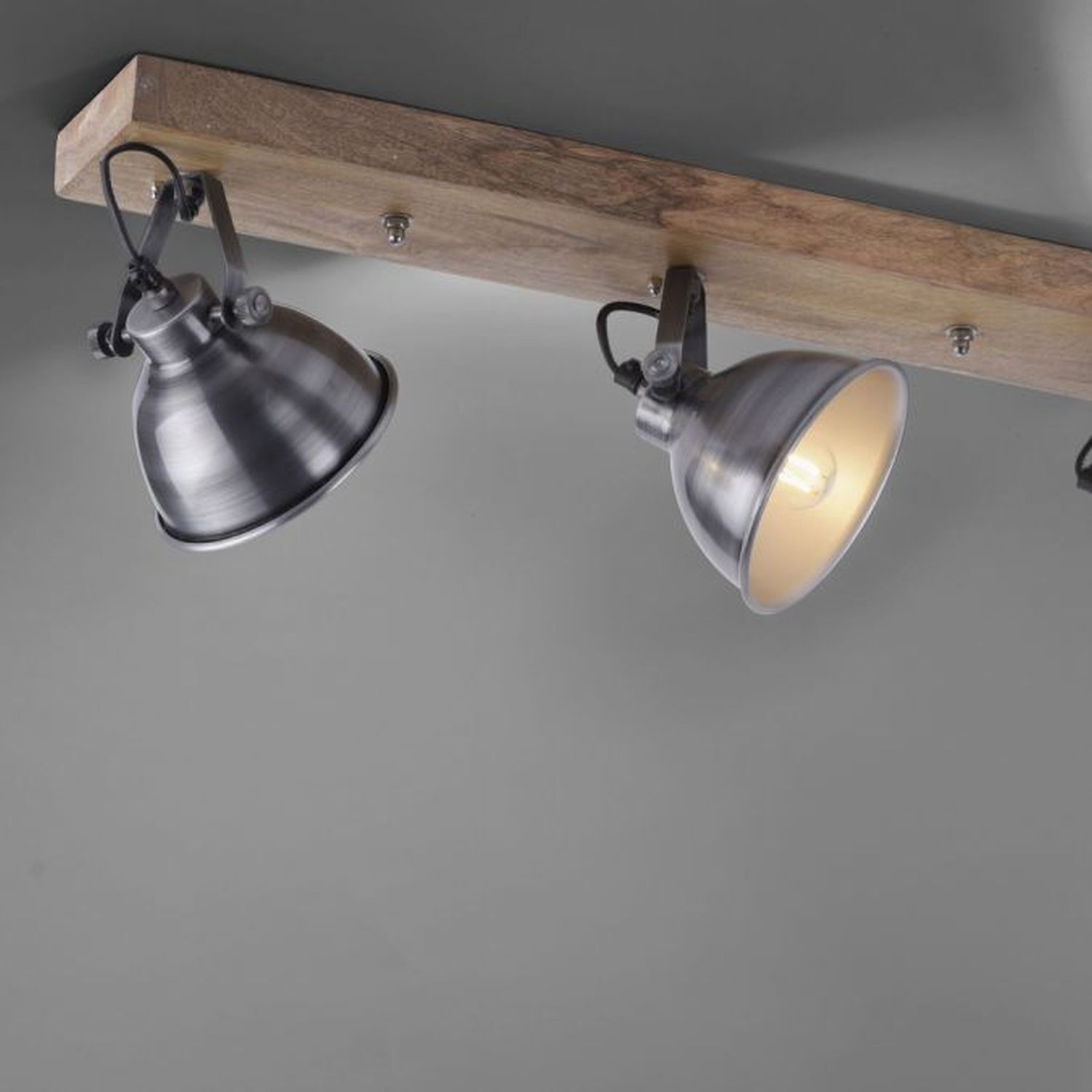 Industrial Deckenspot Holz Metall in Eisen E14 74 cm Beleuchtung, Leuchte, Lampe