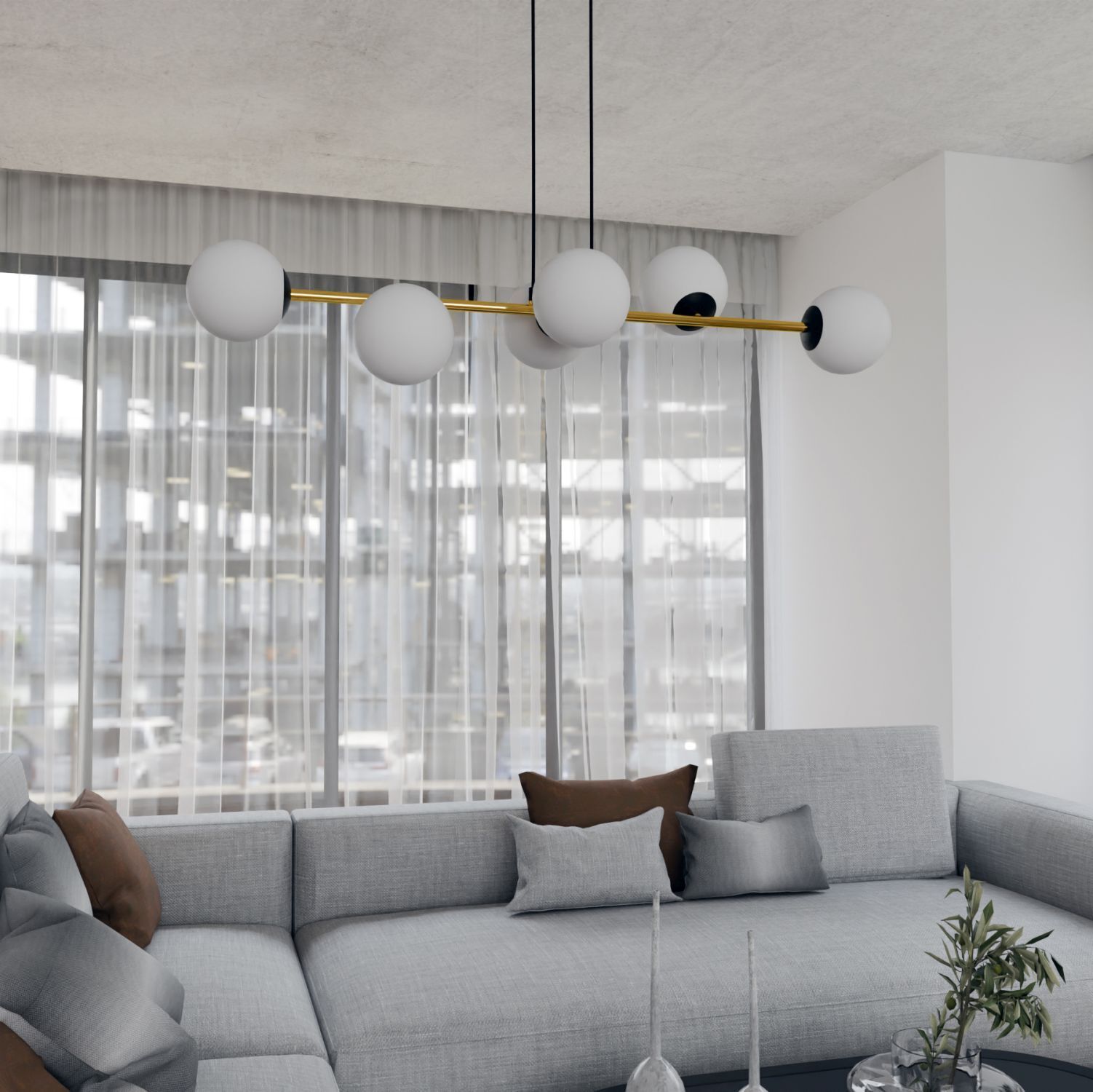 Lampe à suspendre métal verre abat-jour sphérique E14 décoratif