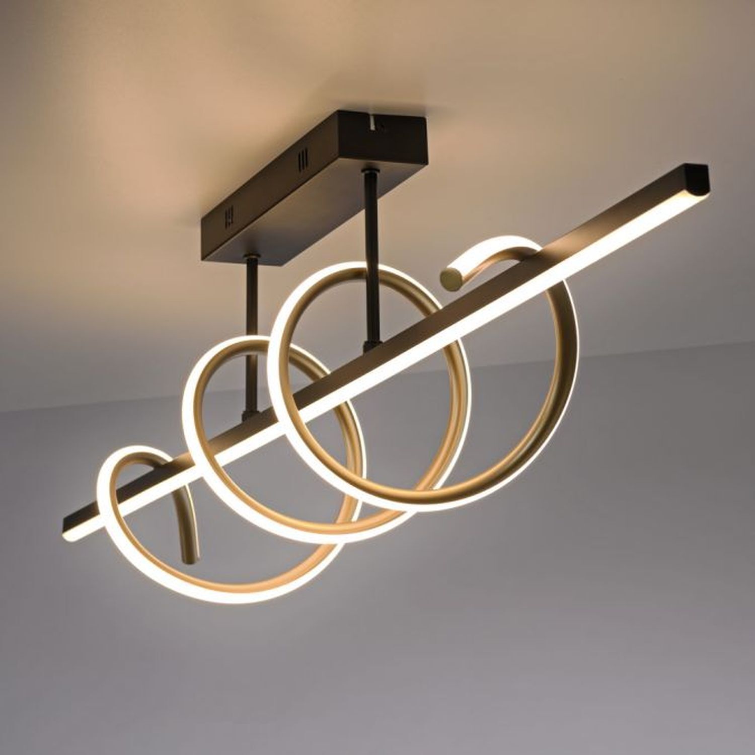 Lampe de plafonnier LED métal dimmable 3000 K noir laiton