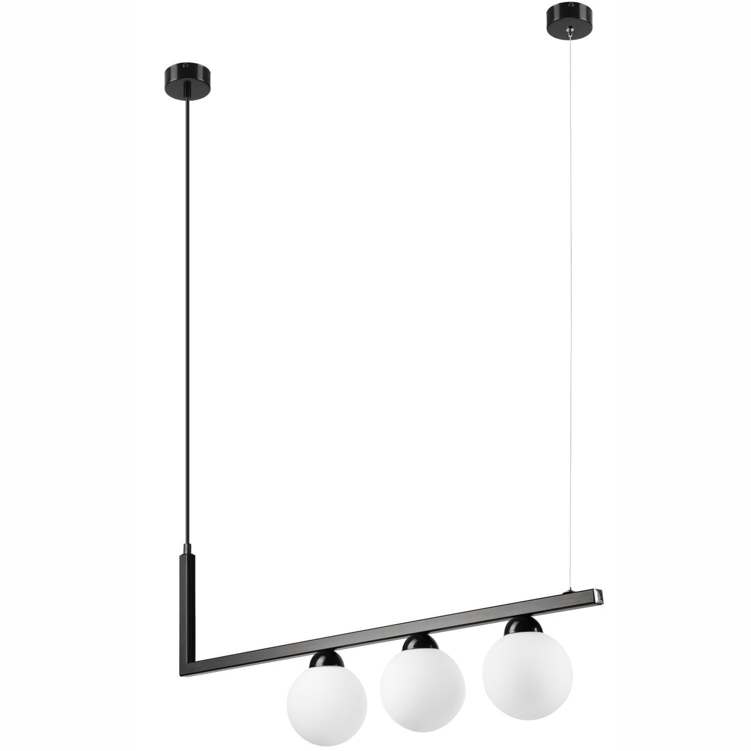 Lampe à suspendre Verre Métal Noir Blanc Abat-jour sphérique 3x G9