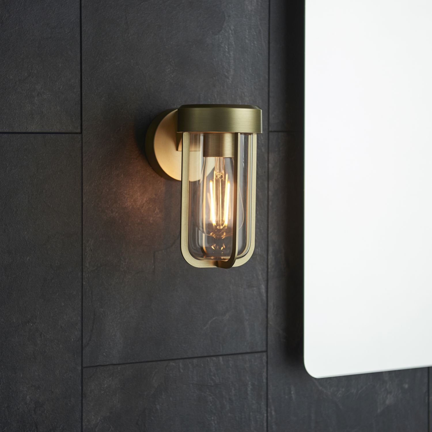 Applique murale extérieure E27 aluminium verre IP44 20,8 cm de haut en or