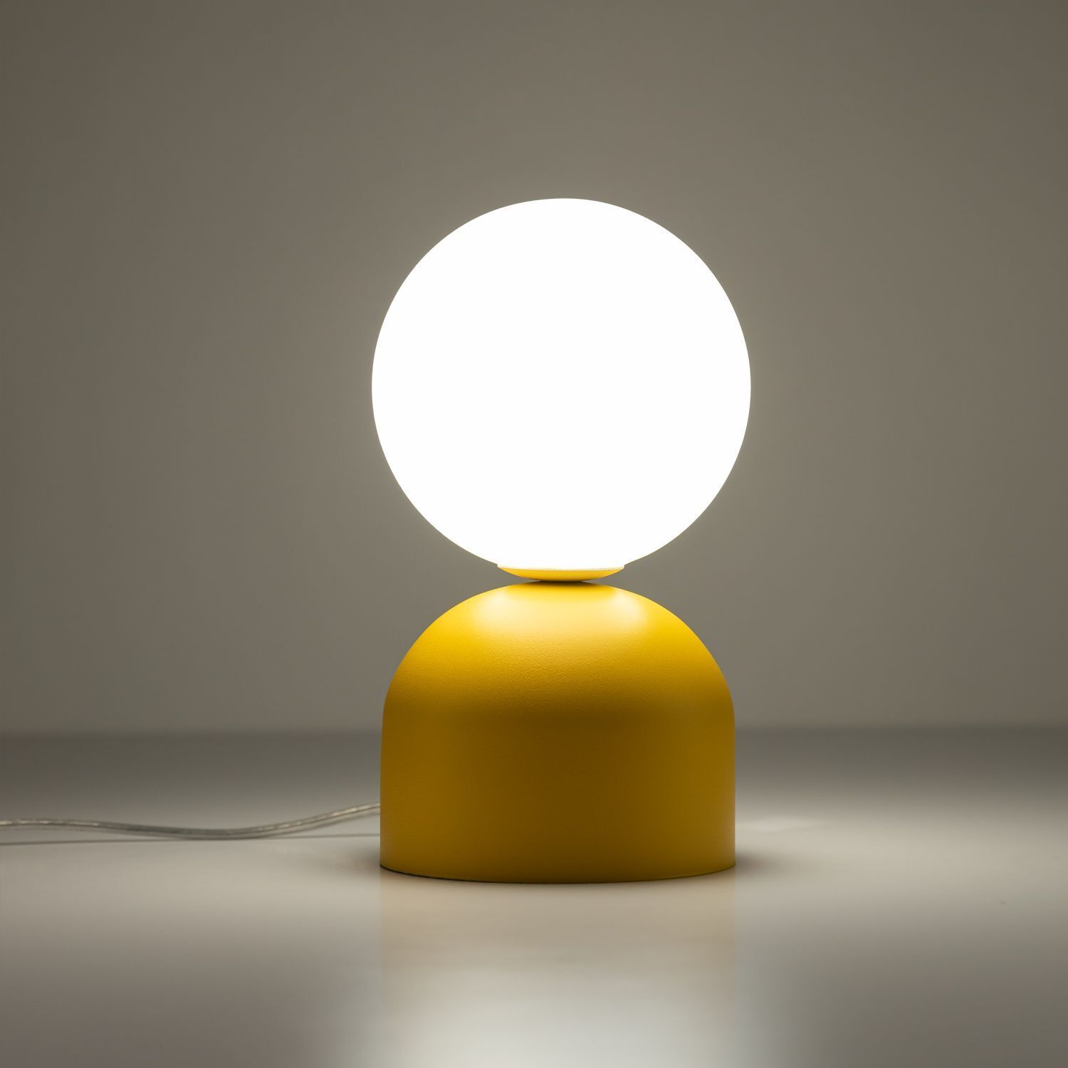 Lampe de table rétro verre métal H : 21 cm petit jaune blanc G9