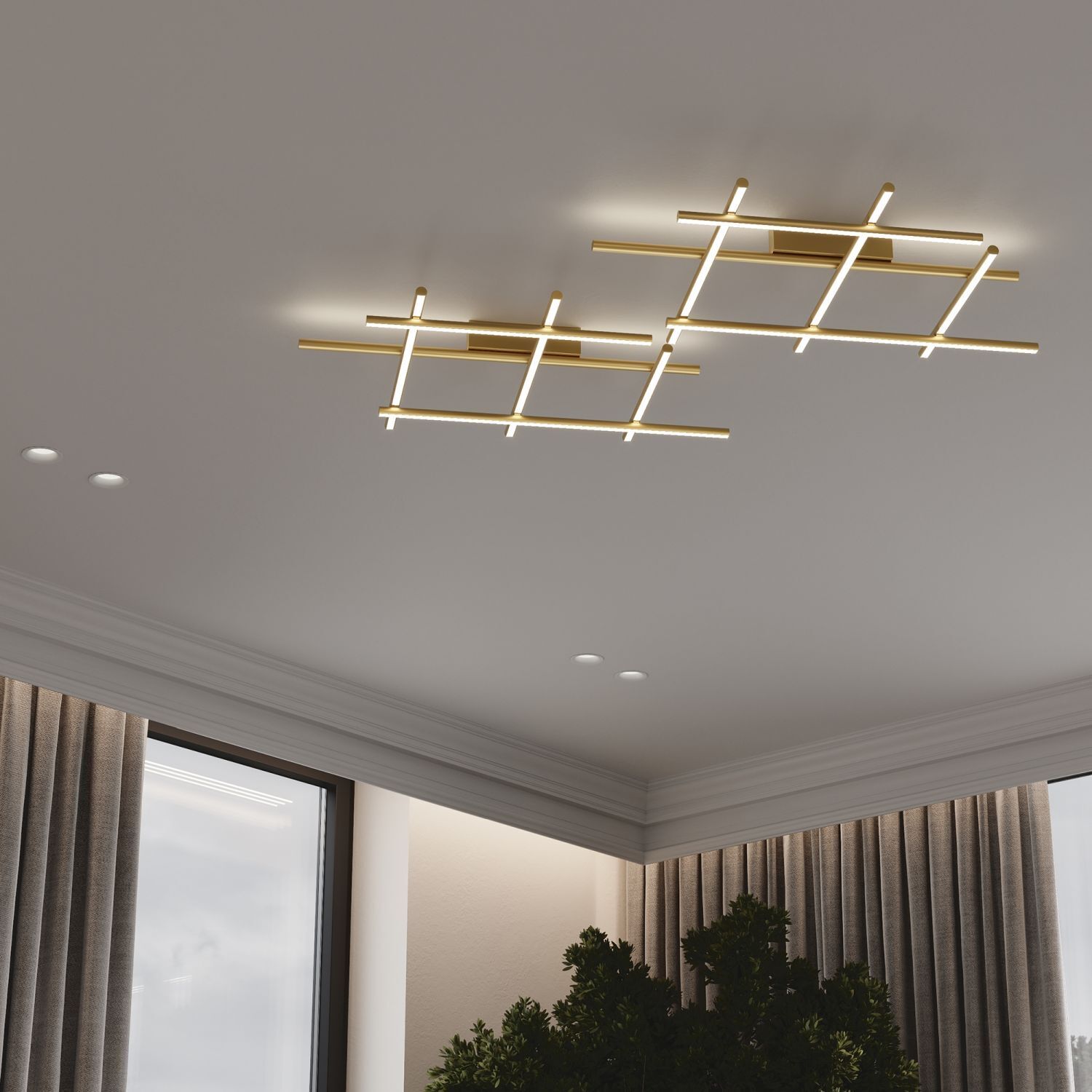 Plafonnier LED aluminium doré 3000 K blanc chaud SIRI