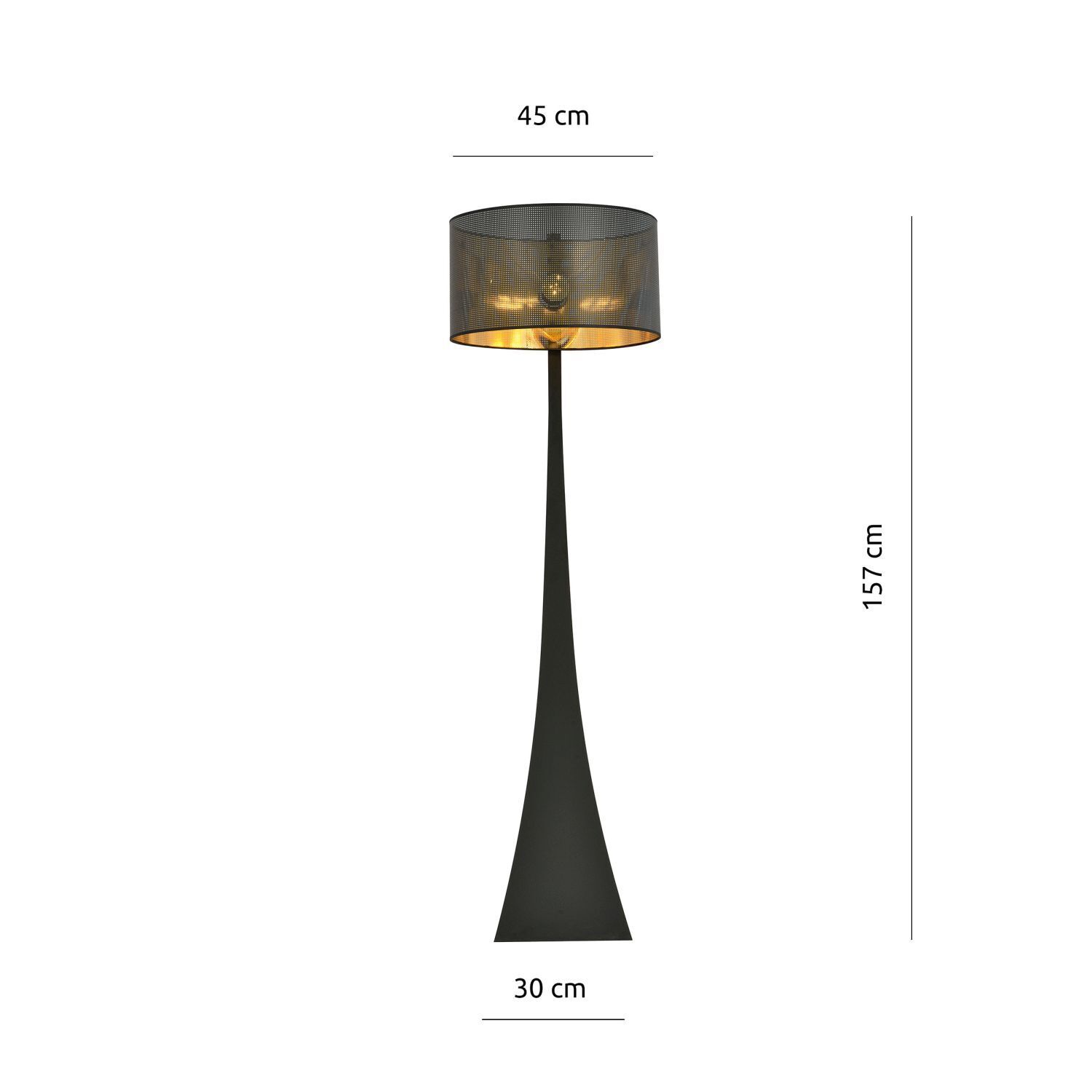 Lampadaire Tissu Métal 157 cm Moderne en noir or E27