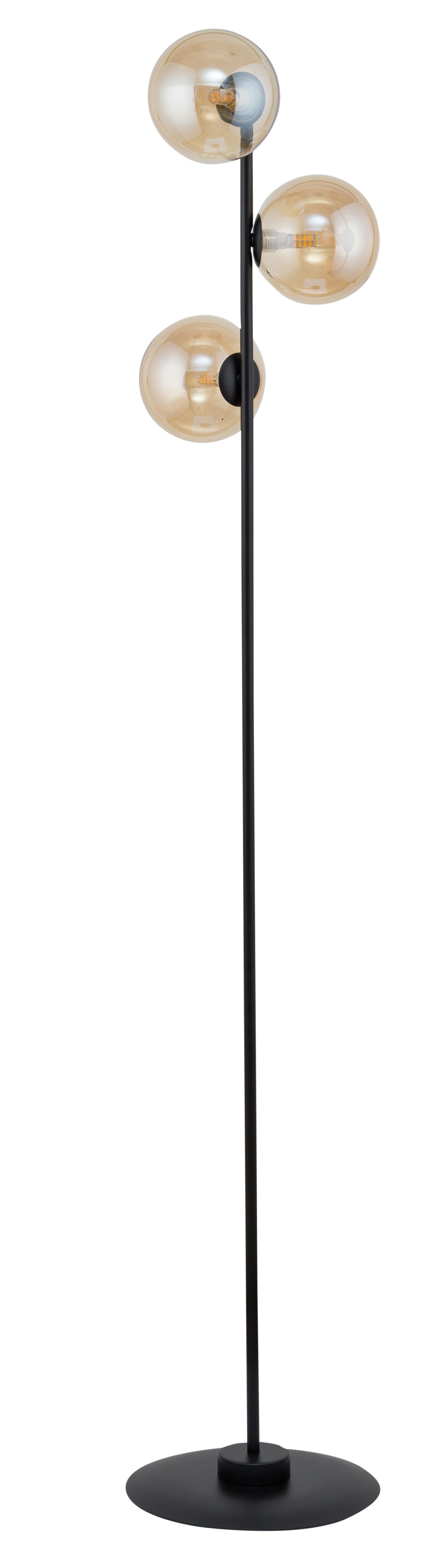 Lampadaire en métal noir ambre verre G9 161 cm grand