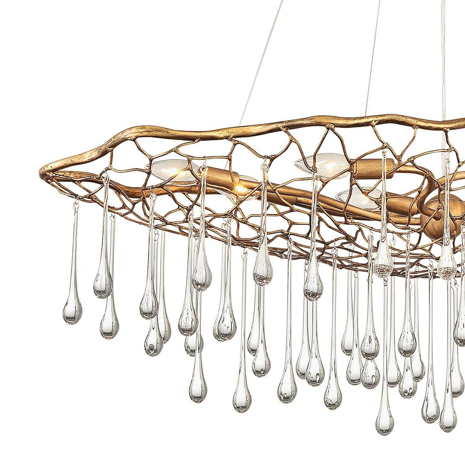 Lampe à suspendre cristal métal 106,7 cm de long en or 8x E14