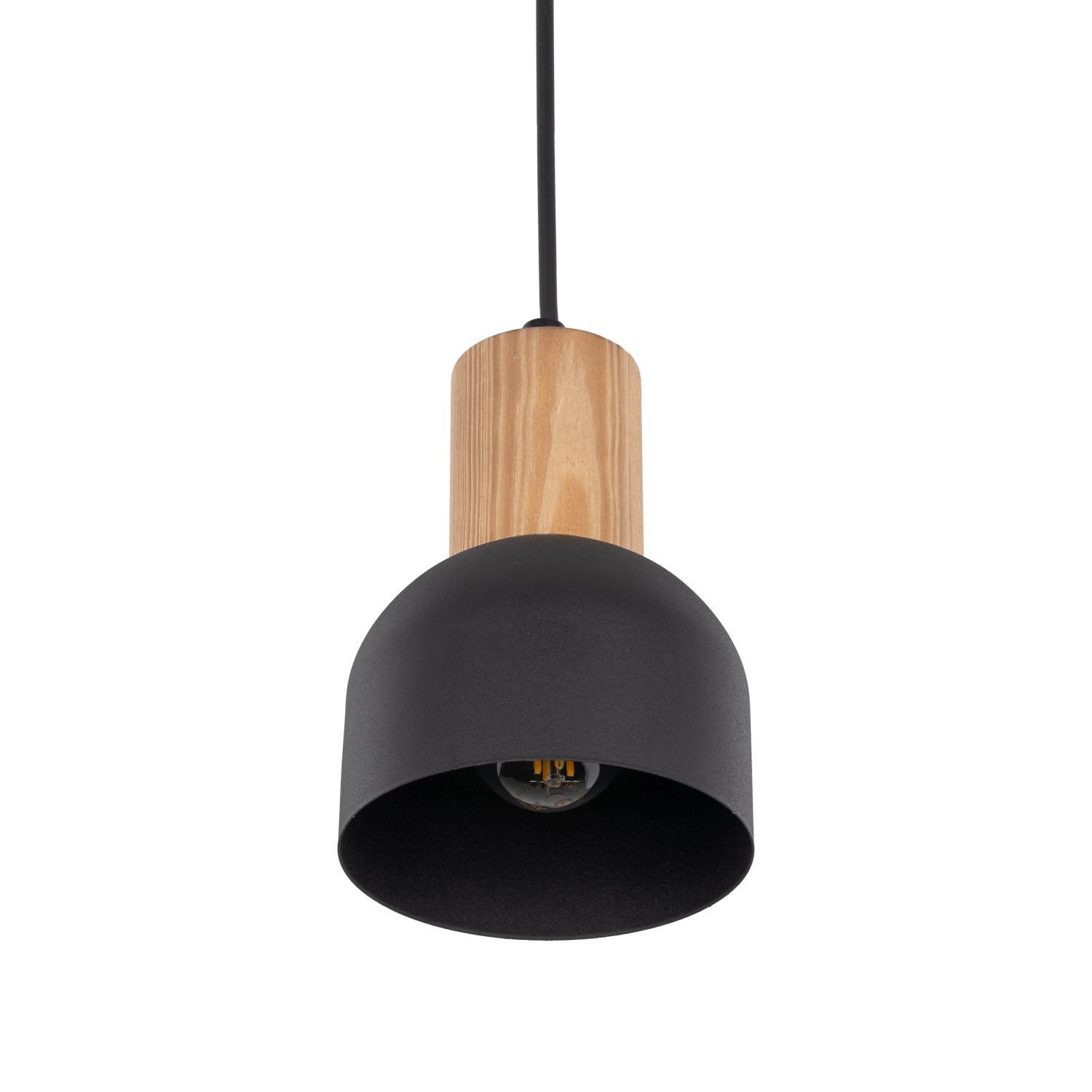 Pendelleuchte Metall Holz Ø 11,5 cm klein E27 Skandinavisch Lampe
