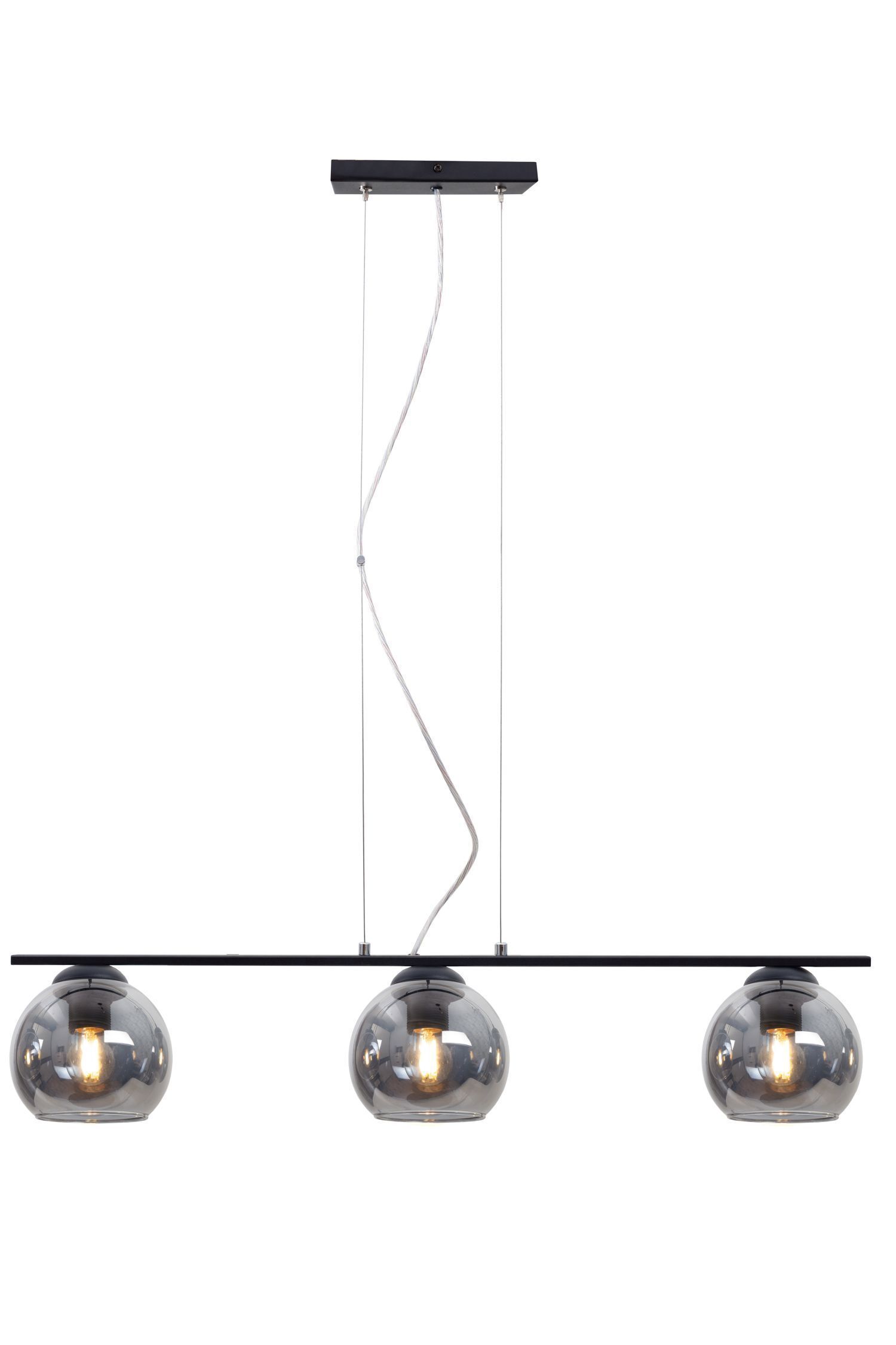 Lampe à suspendre 3 flammes verre métal E27 90 cm