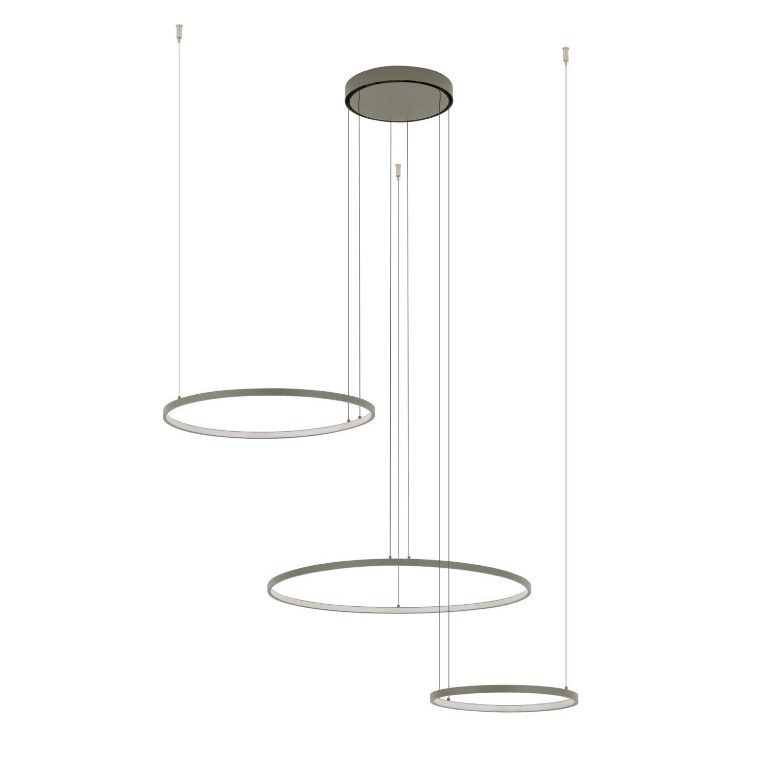 Suspension LED aluminium olive de soie 45 W 3 flammes