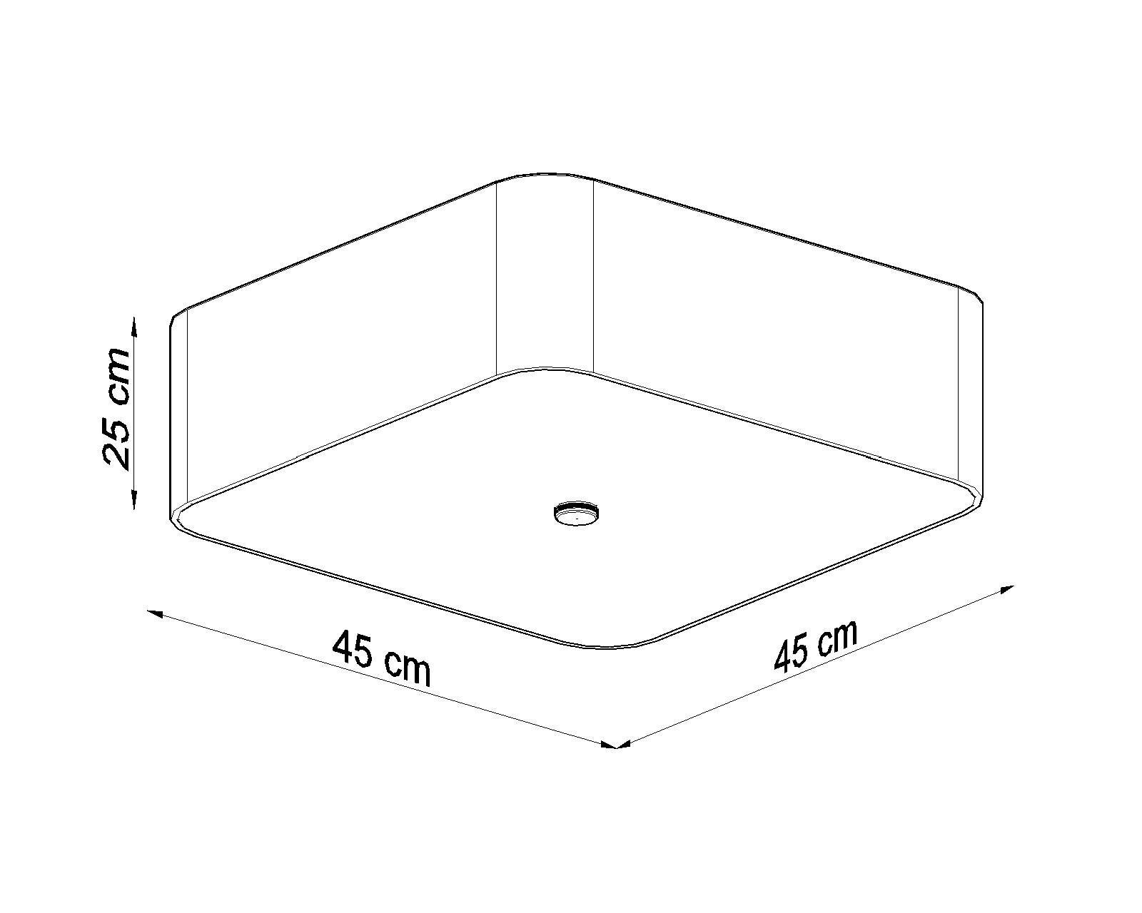 Lampe de plafonnier Blanc carré L : 45 cm Tissu Verre 5x E27
