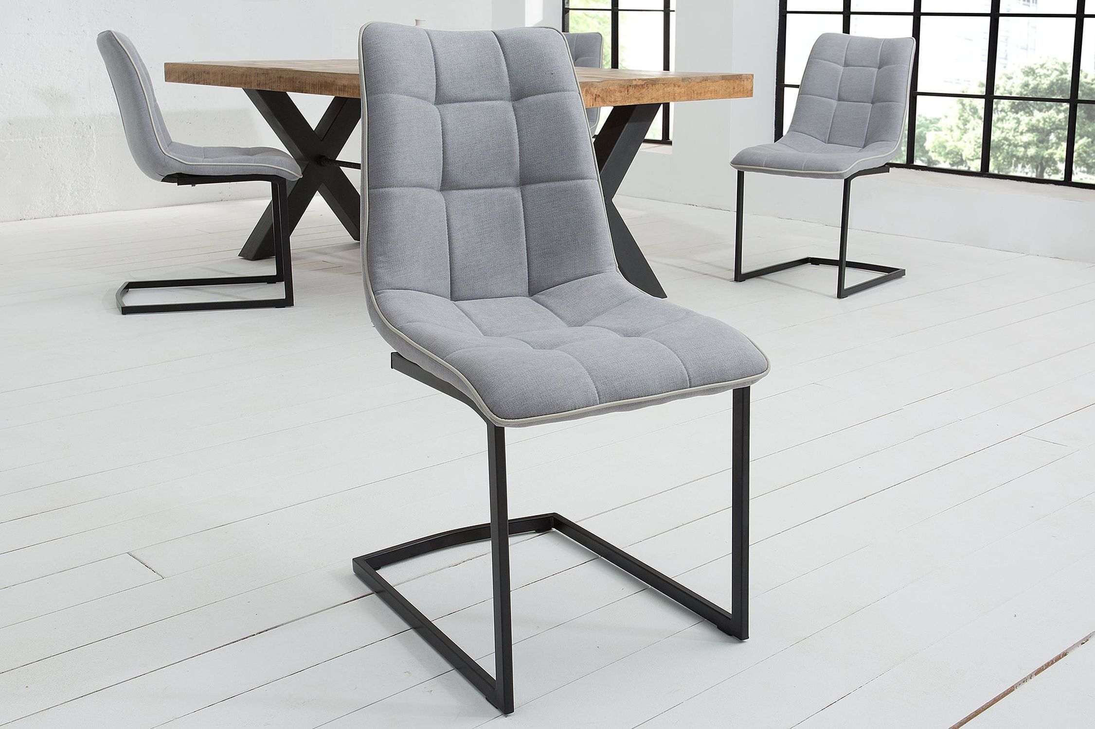 Chaise à bascule Tissu Métal gris noir sans accoudoirs Moebel, Stuhl, Drinnen
