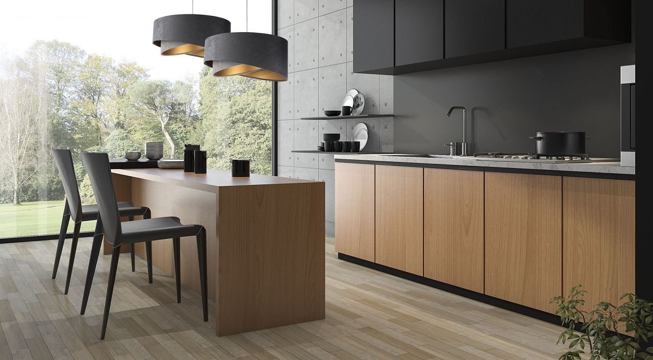 Suspension ronde D : 50 cm Gris Or E27 Abat-jour en tissu Drinnen, Innenarchitektur, Küche, Esstisch, Kücheninsel